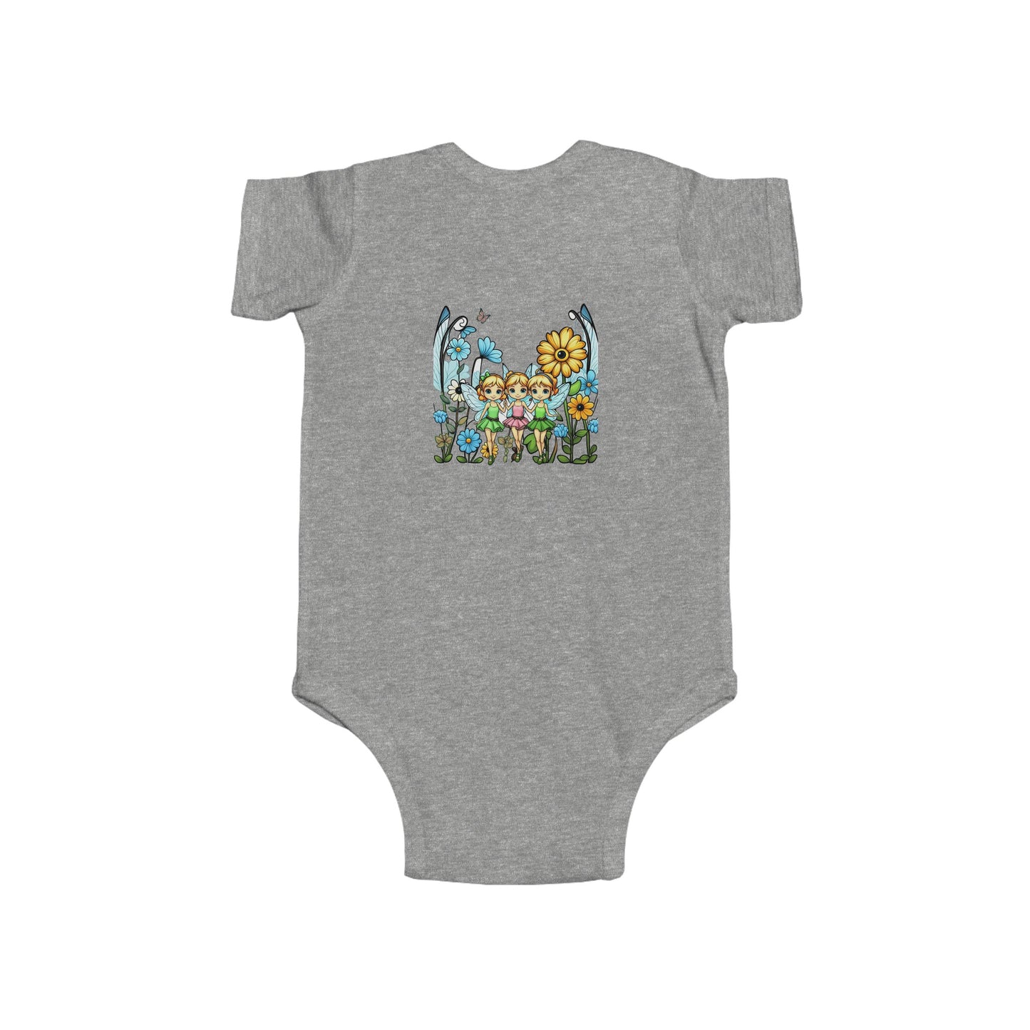 Copy of Baby Bodysuit Fairies in a Fairy Garden Bright Colorful Happy