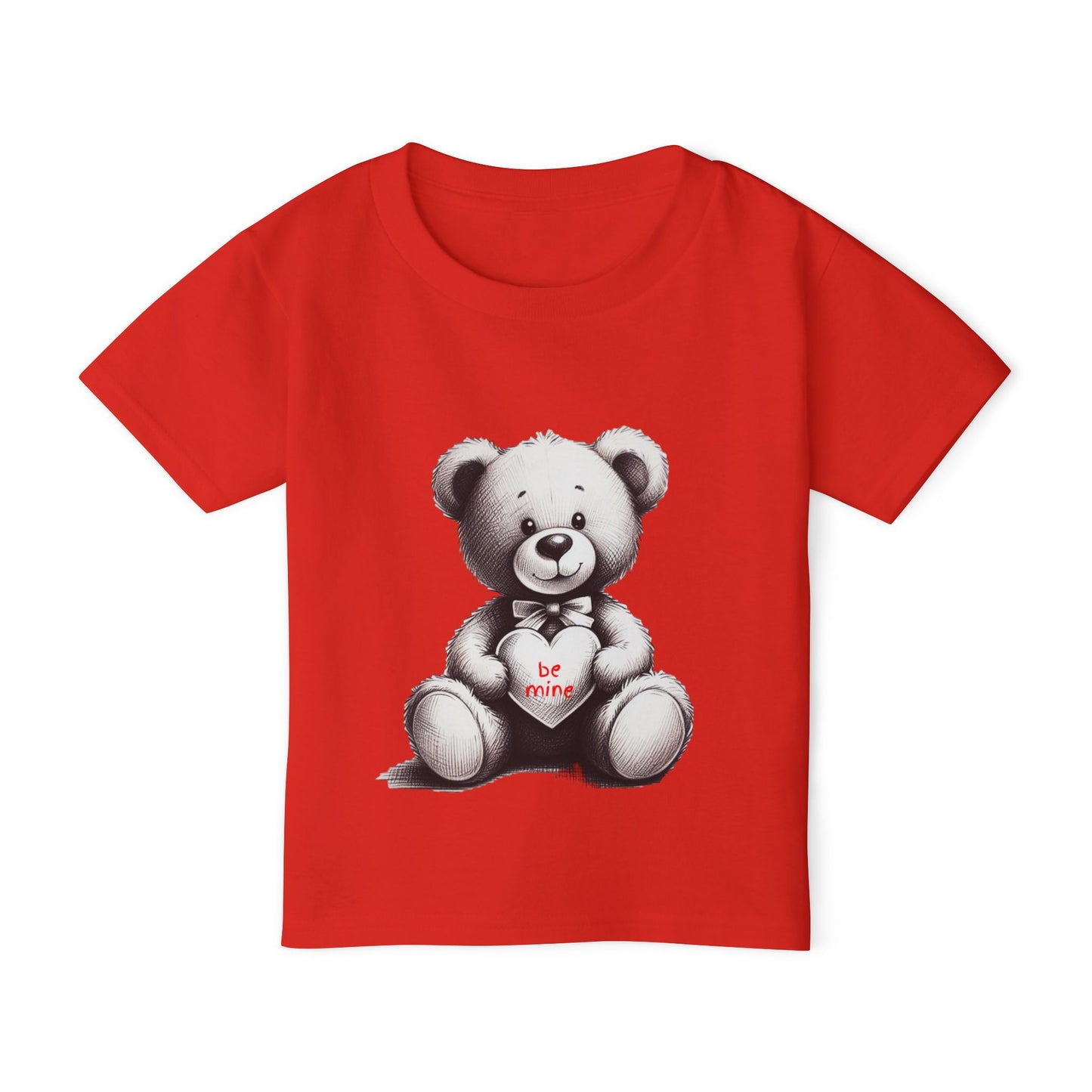"Be Mine" – Adorable Teddy Bear Valentine’s Toddler T-shirt Valentine's Day Hearts Design