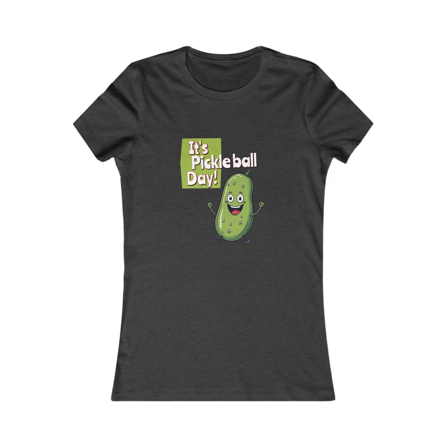 Women's Fitted Pickleball T-Shirt – ‘It’s Pickleball Day’ with Fun Pickle Dude Design Women's Favorite Tee