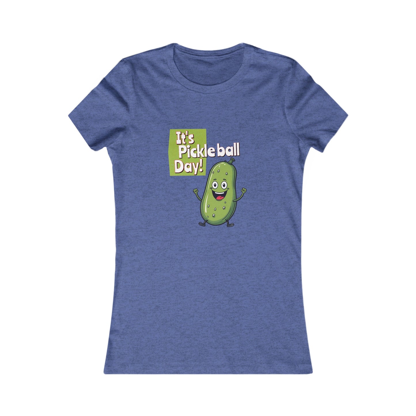 Women's Fitted Pickleball T-Shirt – ‘It’s Pickleball Day’ with Fun Pickle Dude Design Women's Favorite Tee