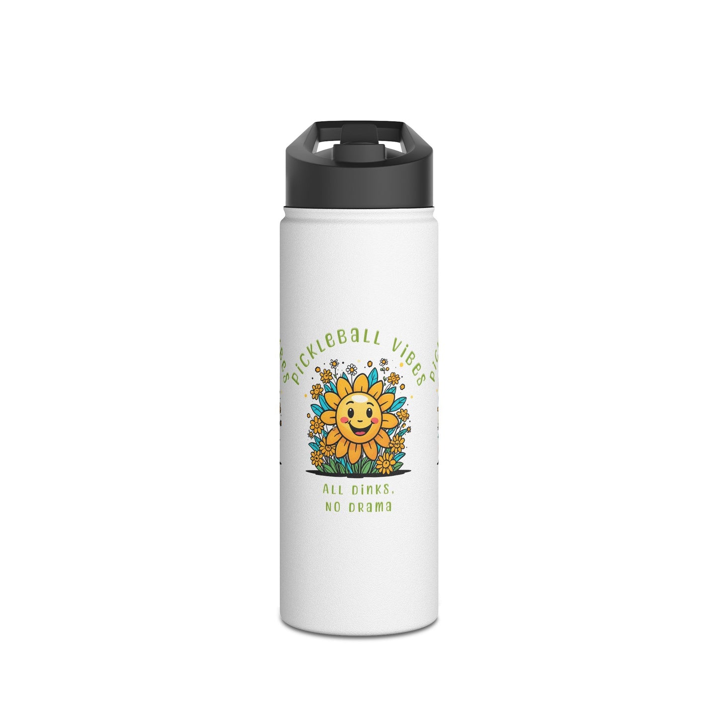 Sun and Flowers Beautiful Day for Pickleball CapStainless Steel Water Bottle, Standard Lid