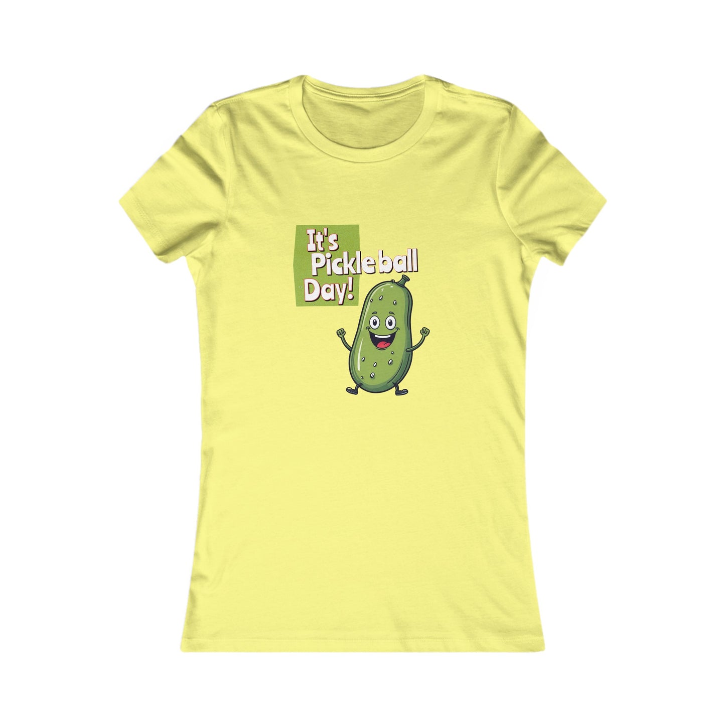 Women's Fitted Pickleball T-Shirt – ‘It’s Pickleball Day’ with Fun Pickle Dude Design Women's Favorite Tee