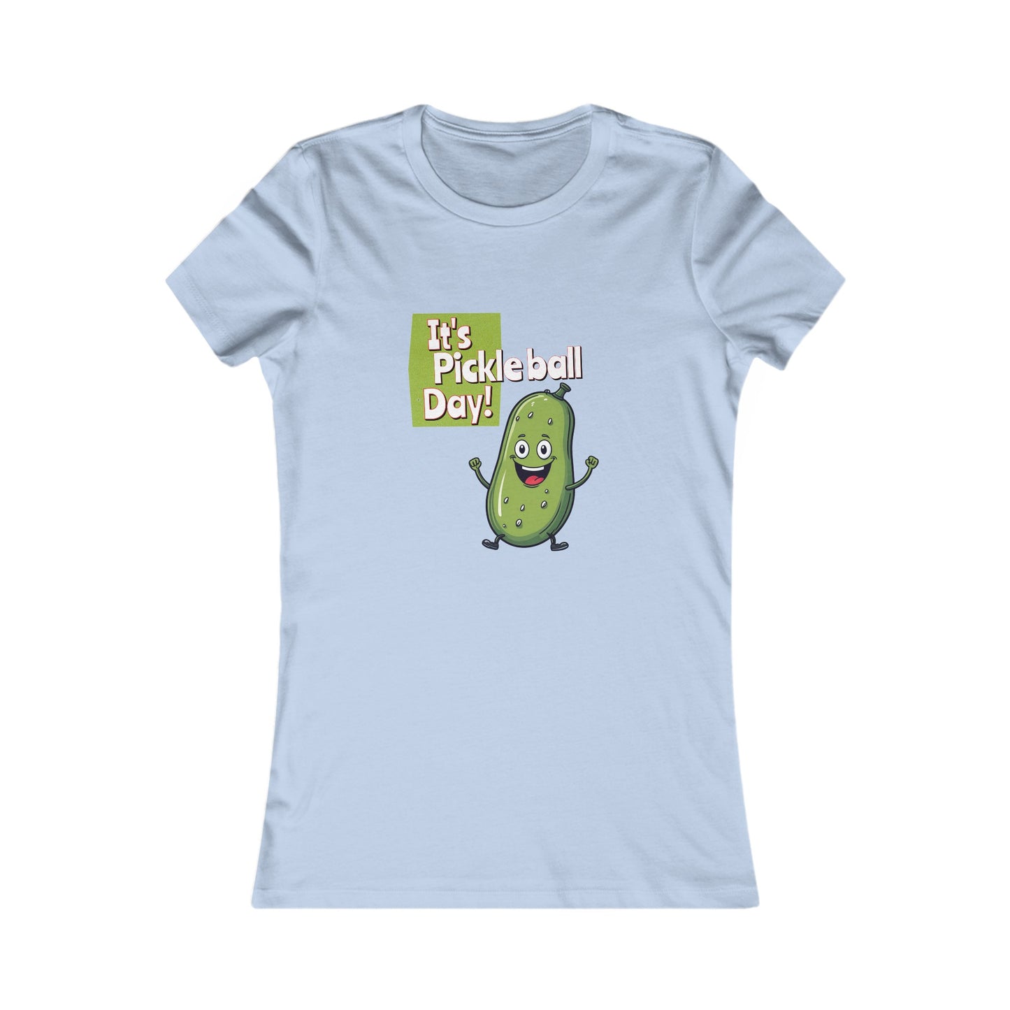 Women's Fitted Pickleball T-Shirt – ‘It’s Pickleball Day’ with Fun Pickle Dude Design Women's Favorite Tee