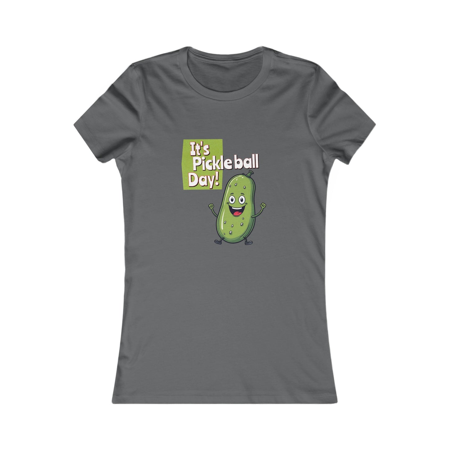 Women's Fitted Pickleball T-Shirt – ‘It’s Pickleball Day’ with Fun Pickle Dude Design Women's Favorite Tee