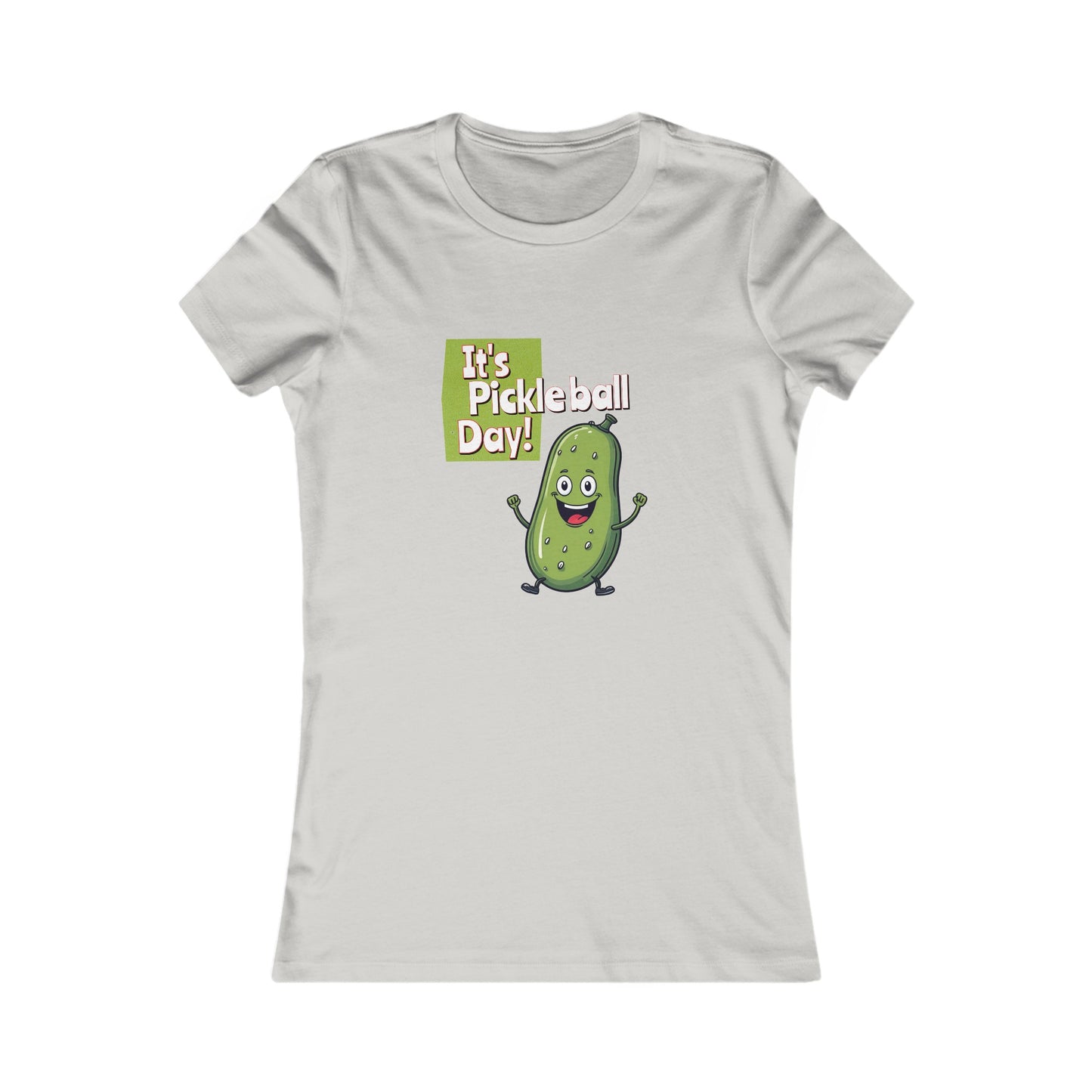 Women's Fitted Pickleball T-Shirt – ‘It’s Pickleball Day’ with Fun Pickle Dude Design Women's Favorite Tee