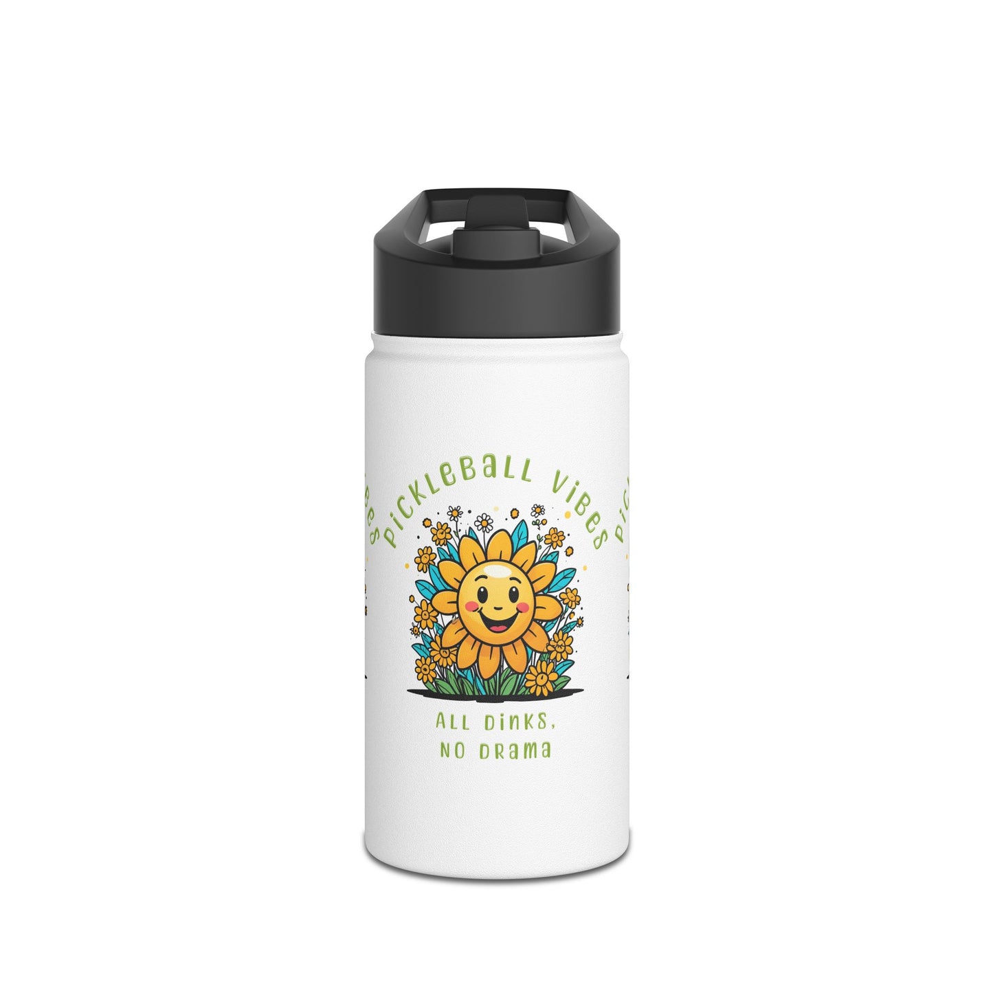 Sun and Flowers Beautiful Day for Pickleball CapStainless Steel Water Bottle, Standard Lid
