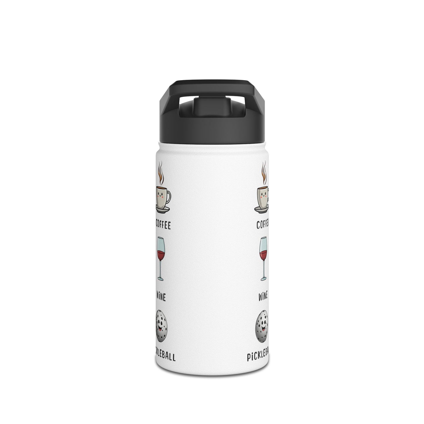 "Stainless Steel Water Bottle – Standard Lid "Life is Good Stainless Steel Water Bottle – Coffee, Wine & Pickleball Design"