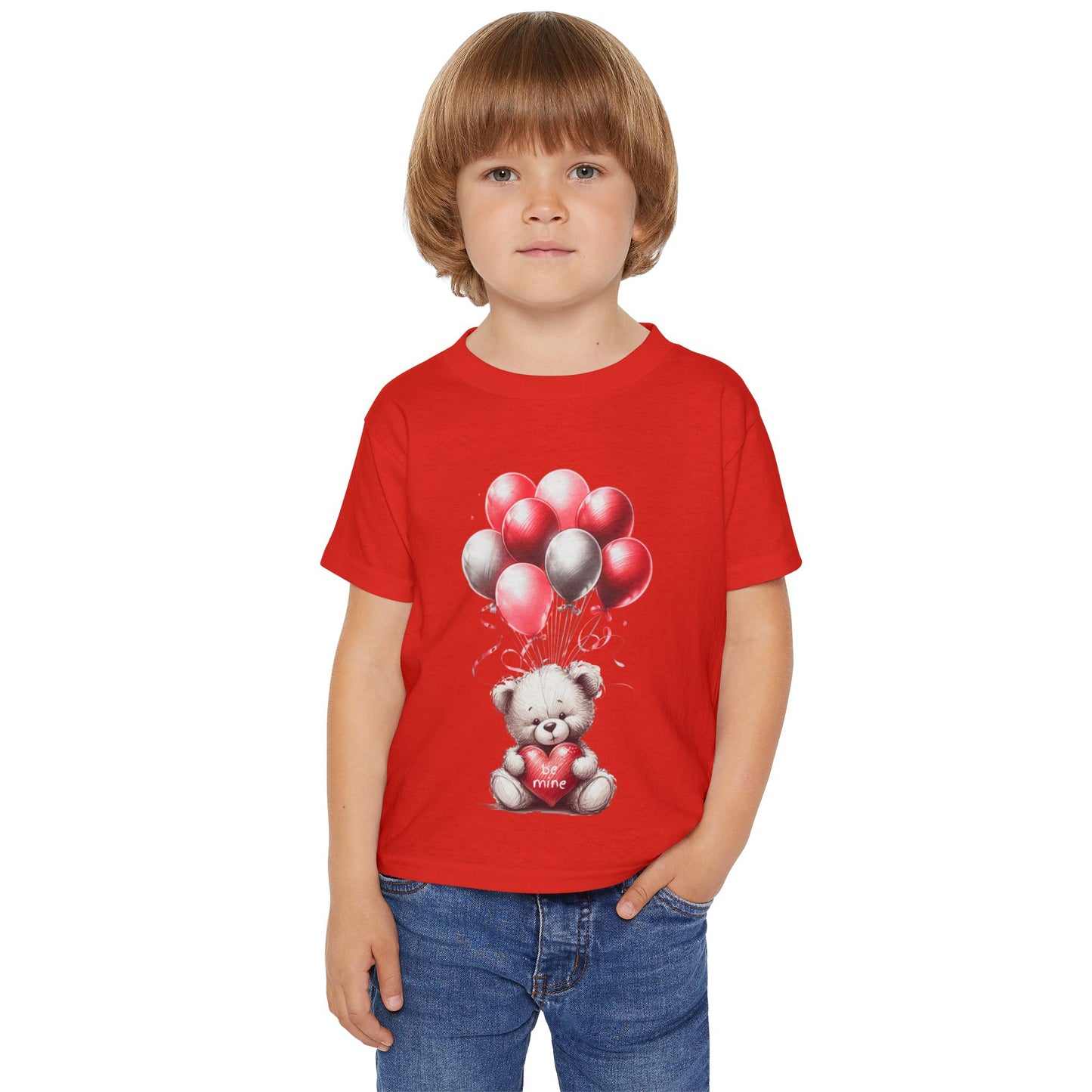 "Be Mine" – Adorable Teddy Bear Valentine’s Toddler T-shirt Valentine's Day Hearts Design