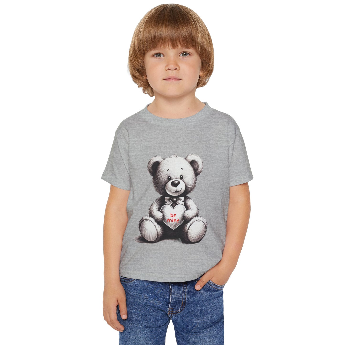 "Be Mine" – Adorable Teddy Bear Valentine’s Toddler T-shirt Valentine's Day Hearts Design