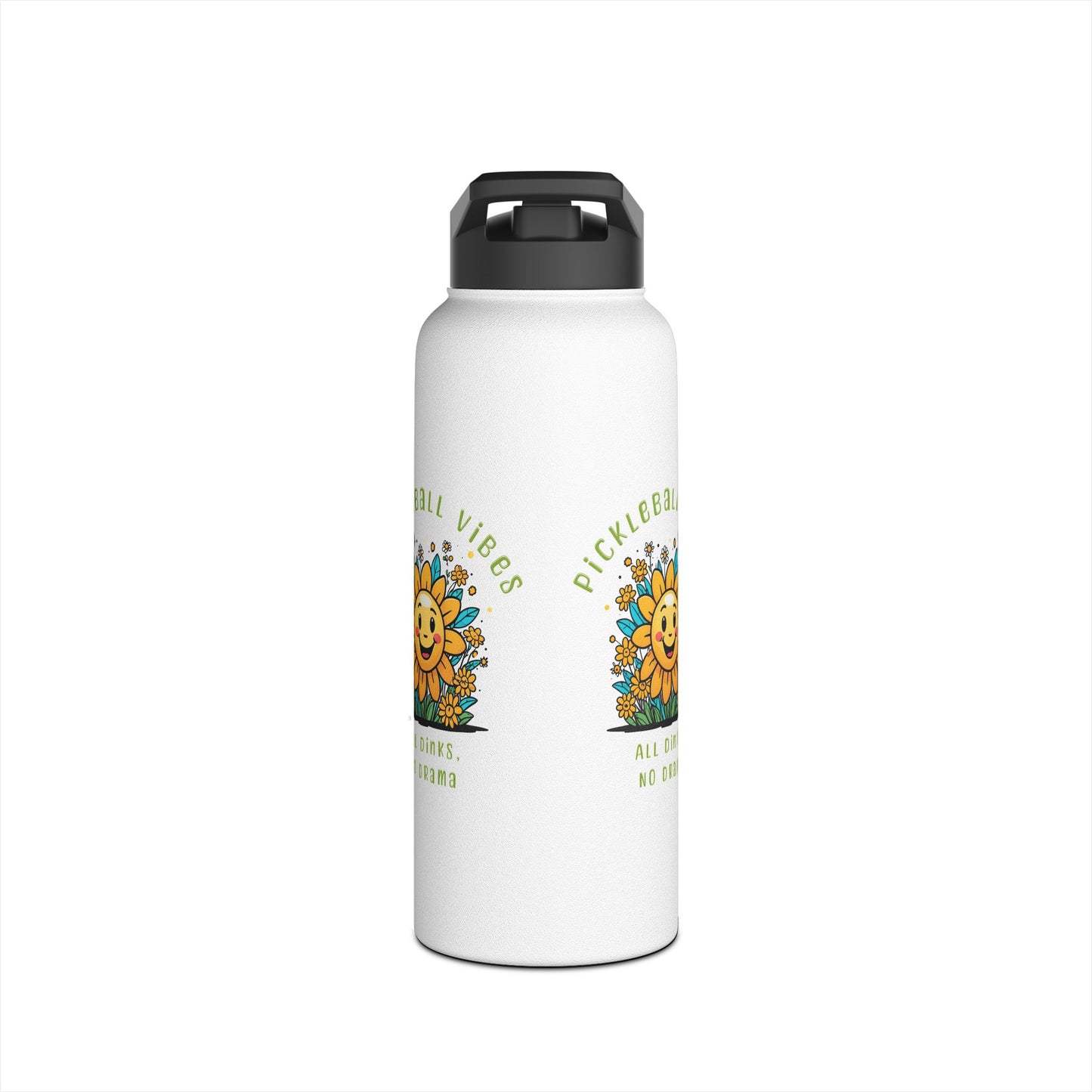 Sun and Flowers Beautiful Day for Pickleball CapStainless Steel Water Bottle, Standard Lid