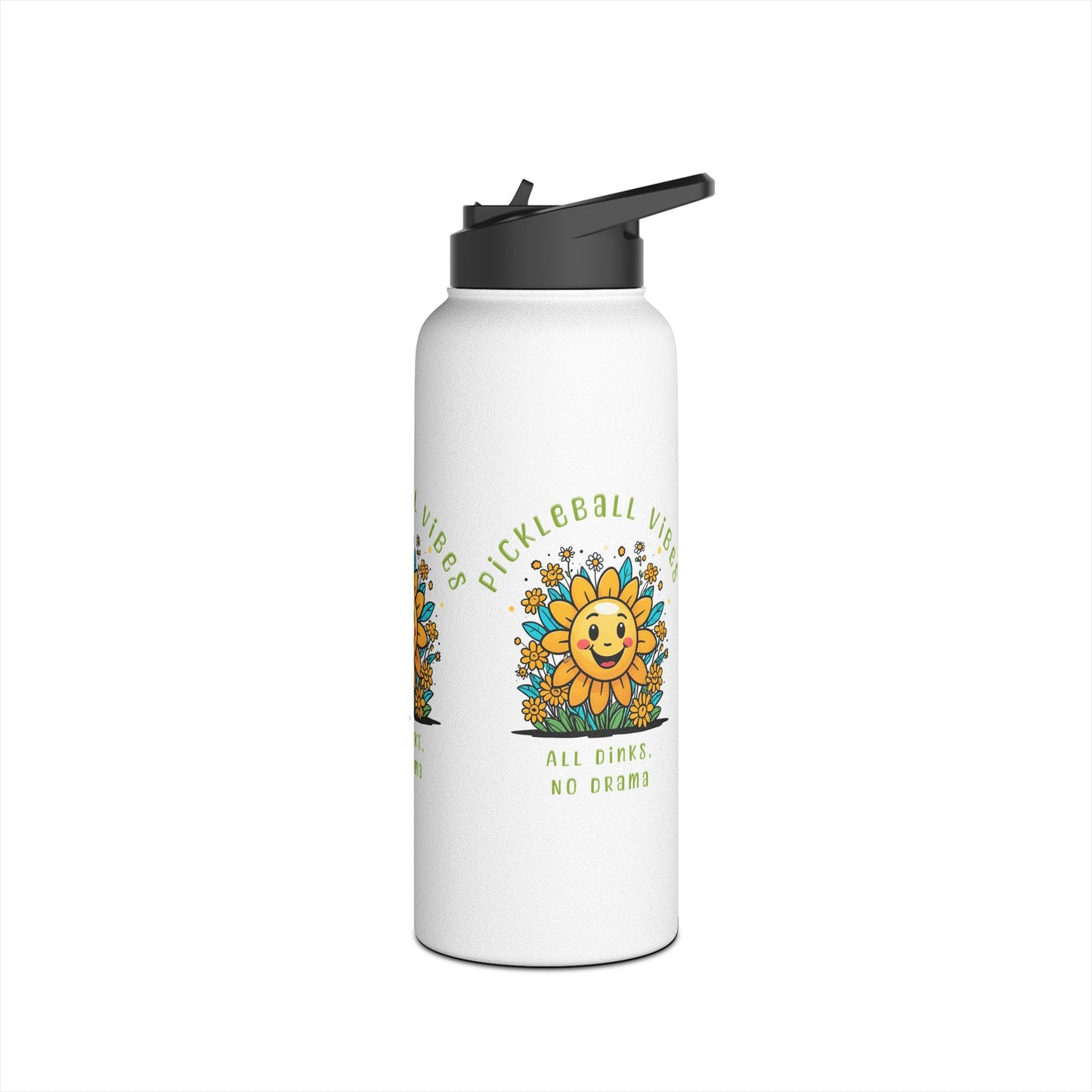 Sun and Flowers Beautiful Day for Pickleball CapStainless Steel Water Bottle, Standard Lid