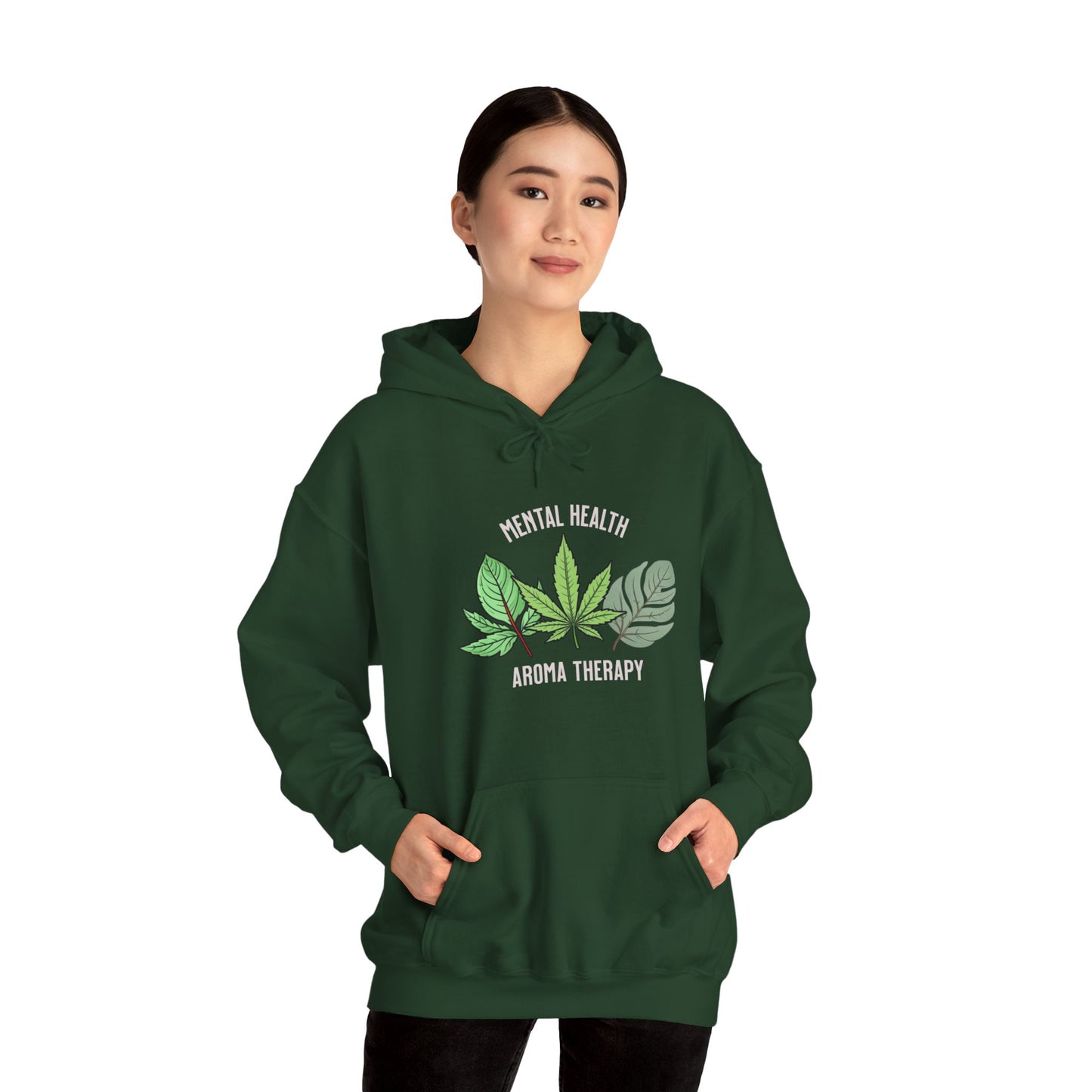"Aroma Therapy Hoodie – Lavender, Marijuana, and Eucalyptus Leaf Design" Unisex Heavy Blend™ Hooded Sweatshirt