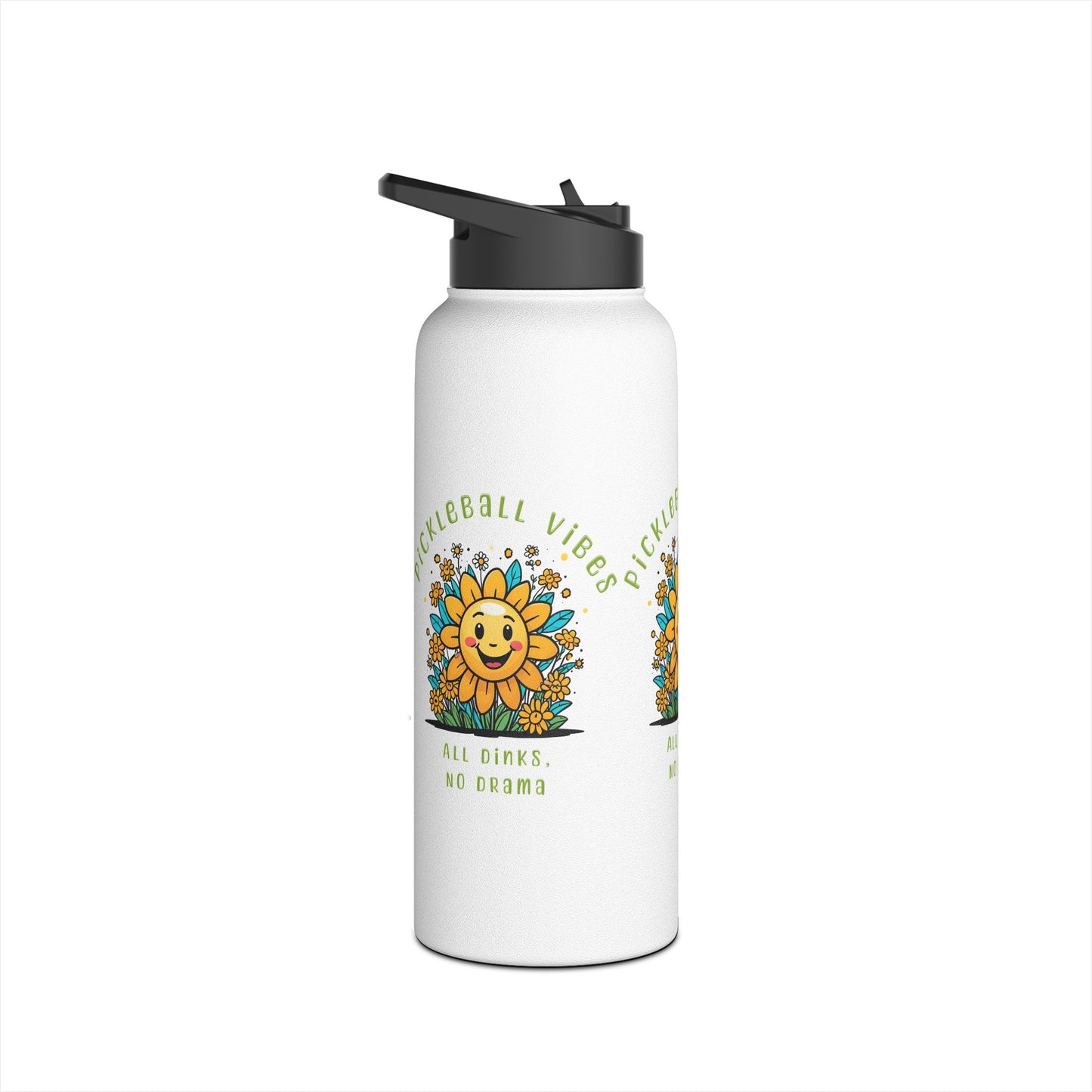 Sun and Flowers Beautiful Day for Pickleball CapStainless Steel Water Bottle, Standard Lid