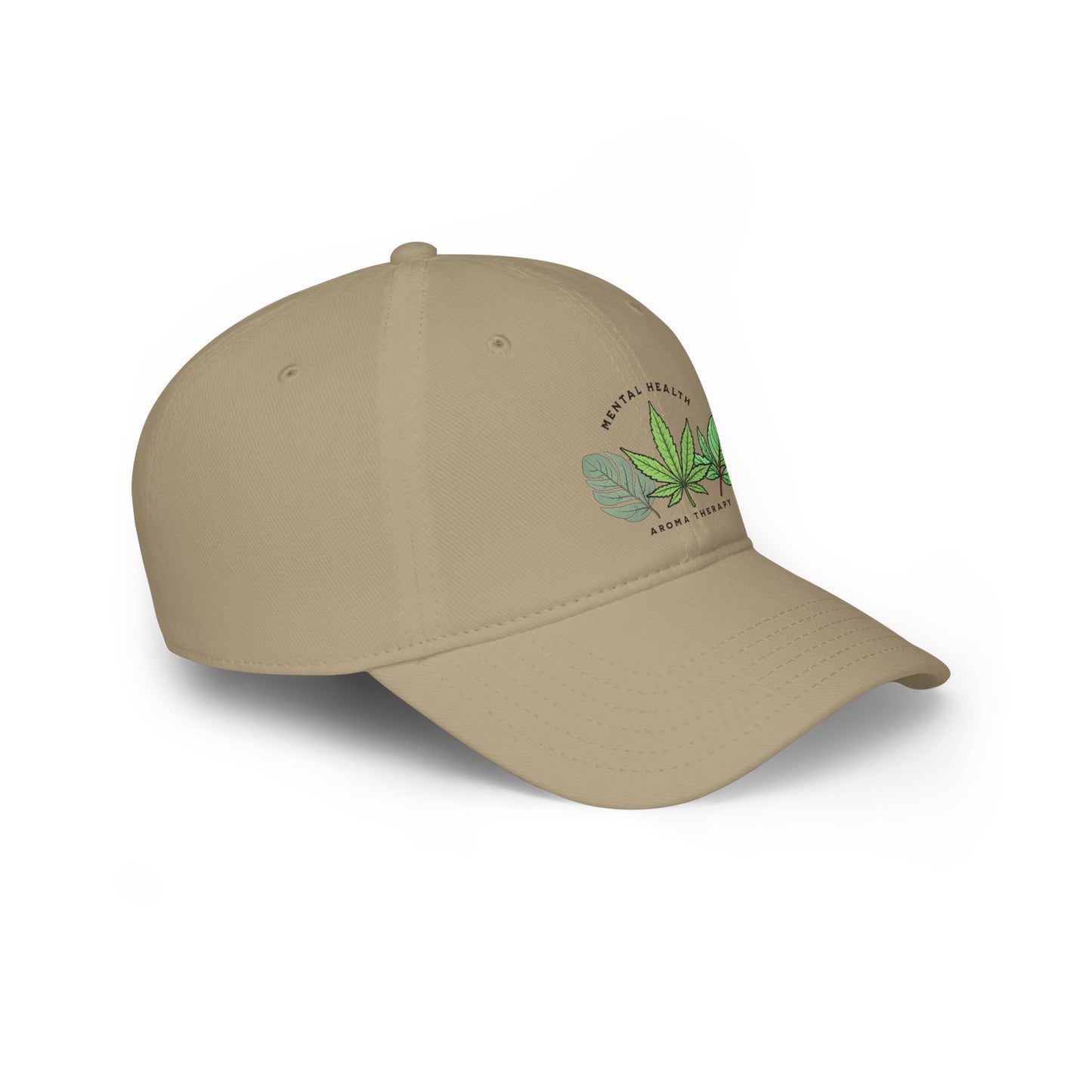"Mental Health Aromatherapy Hat – Lavender, Cannabis, Eucalyptus Leaves Design | Creations by Paulak" Low Profile Baseball Cap