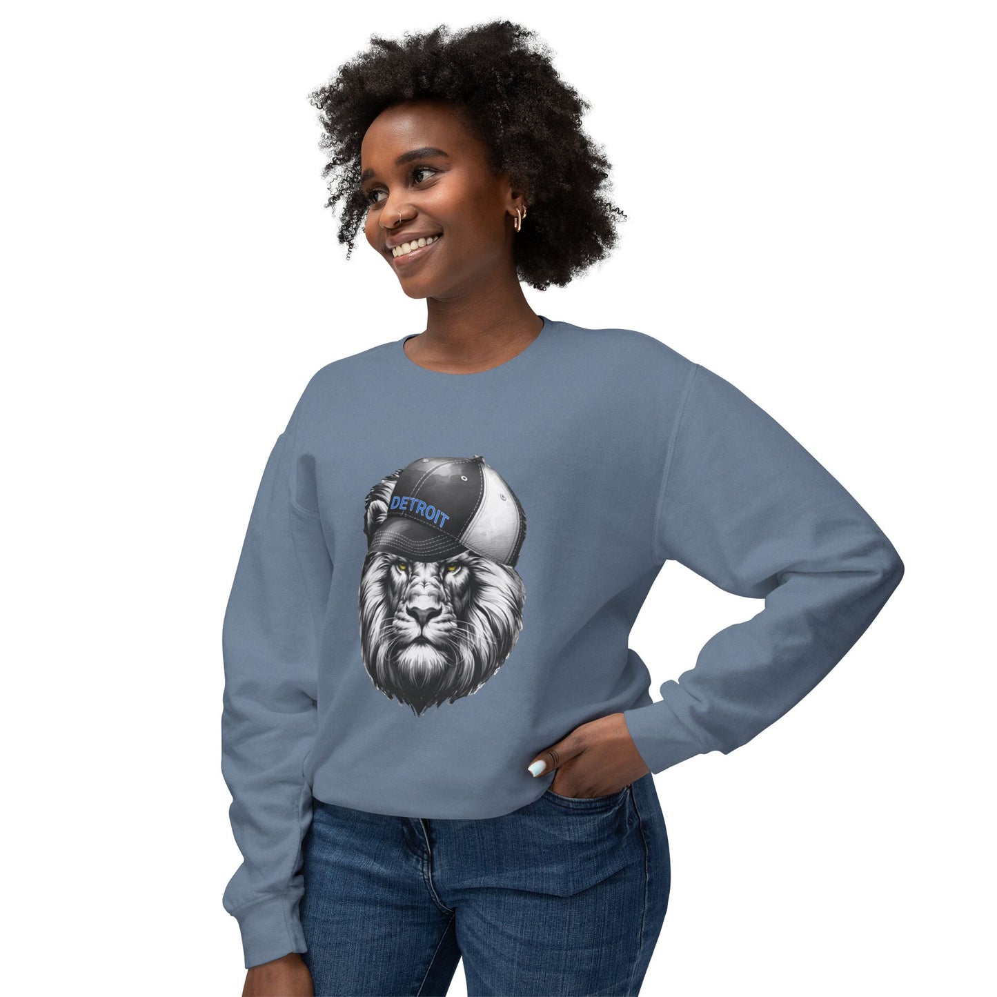 Detroit Lions Lightweight Sweatshirt with Black and White Lion Design