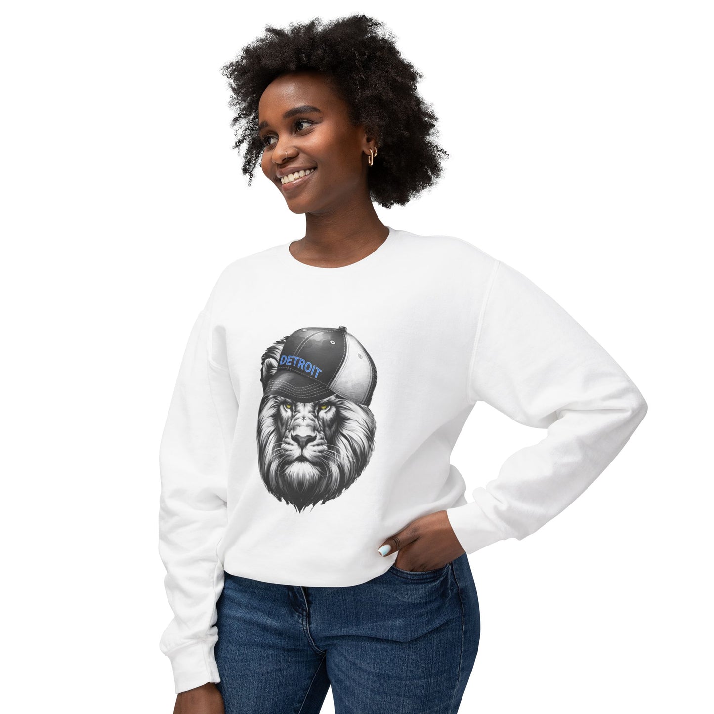 Detroit Lions Lightweight Sweatshirt with Black and White Lion Design