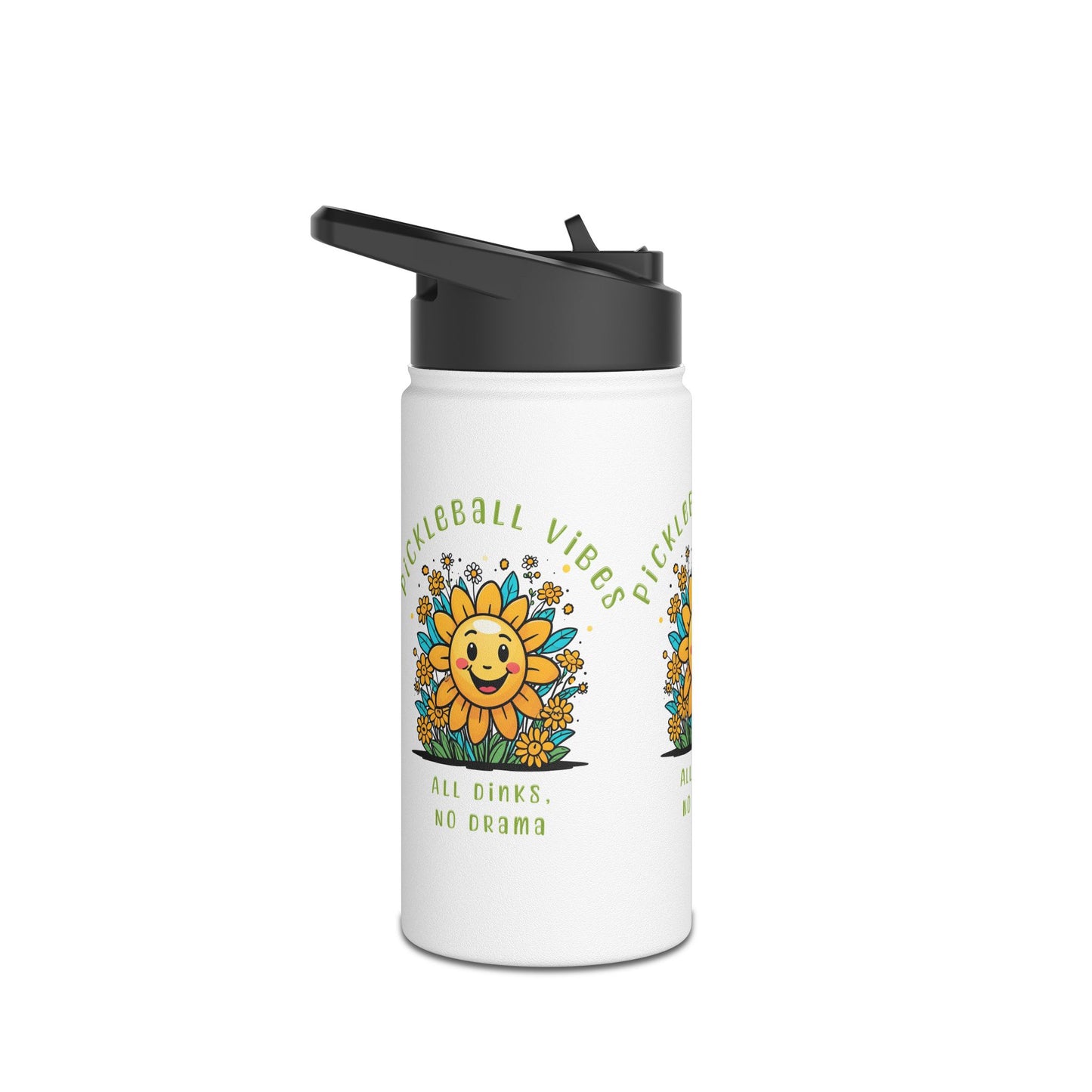 Sun and Flowers Beautiful Day for Pickleball CapStainless Steel Water Bottle, Standard Lid