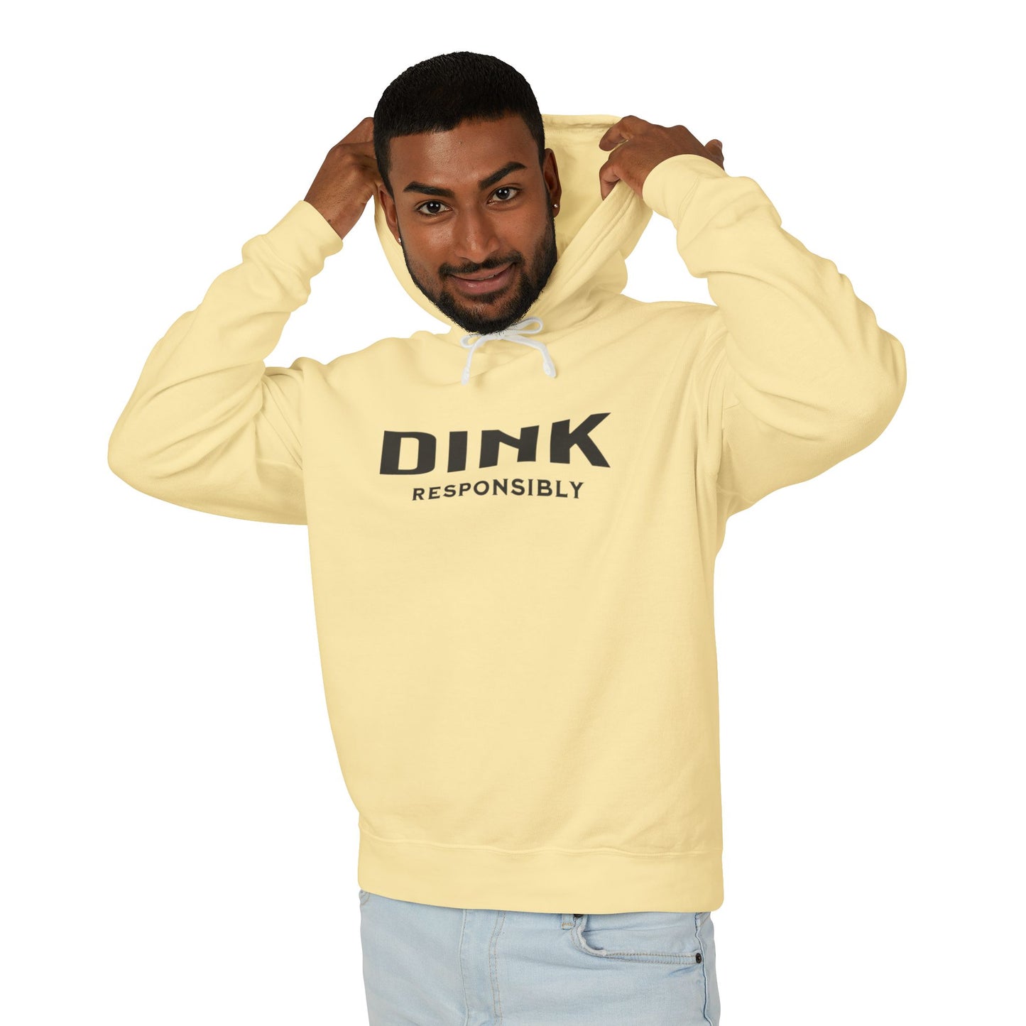 Dink Responsibly – Fun Pickleball Design" Unisex Lightweight Hooded Sweatshirt