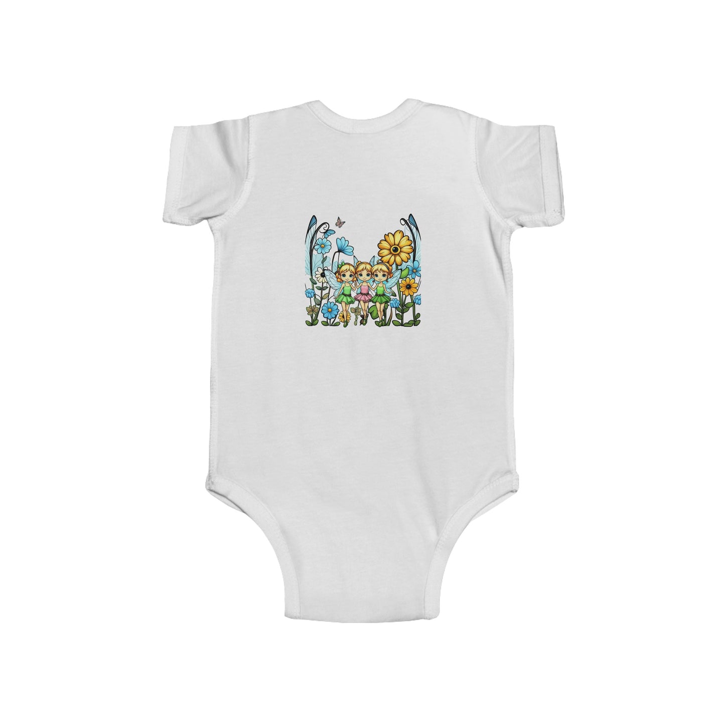 Copy of Baby Bodysuit Fairies in a Fairy Garden Bright Colorful Happy