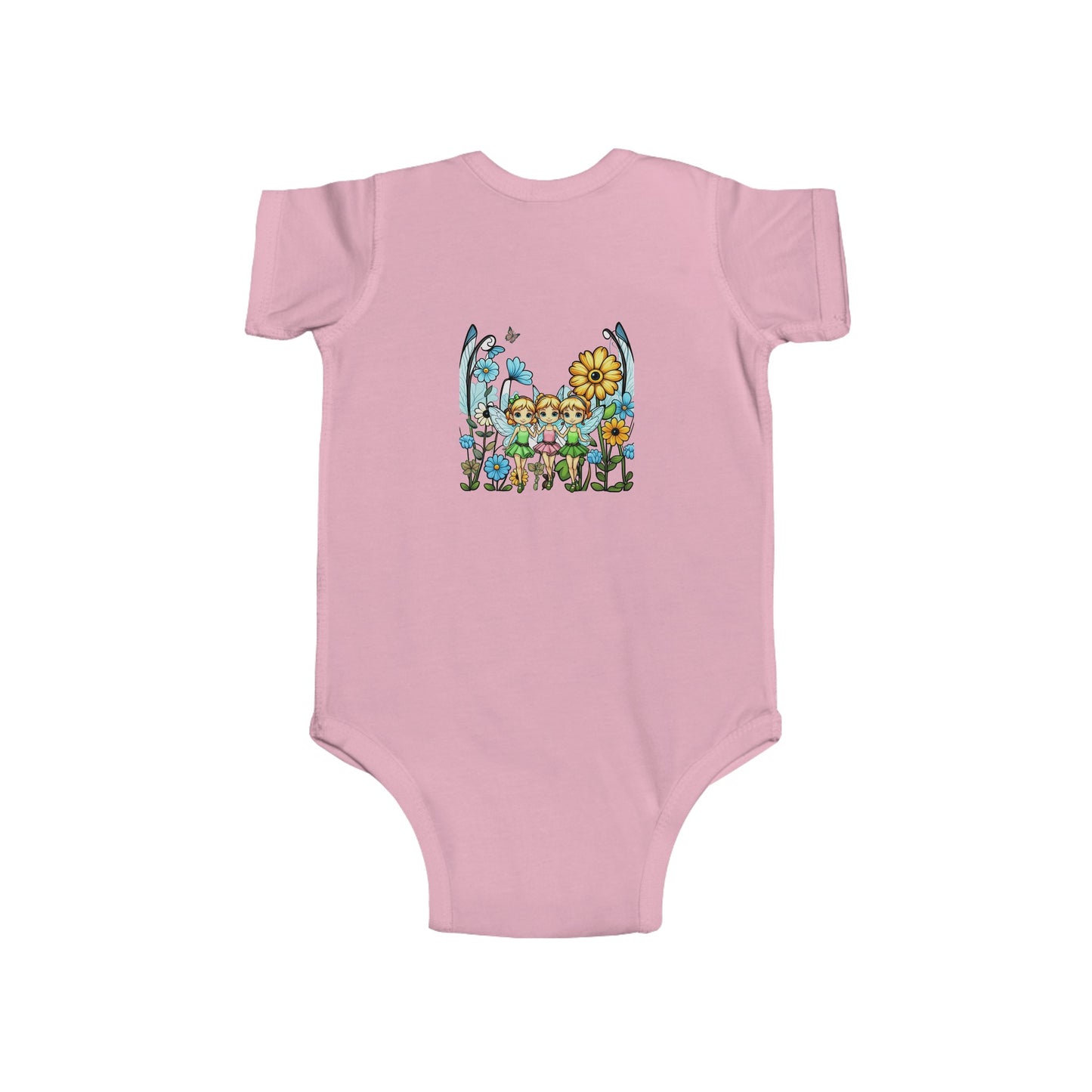 Copy of Baby Bodysuit Fairies in a Fairy Garden Bright Colorful Happy