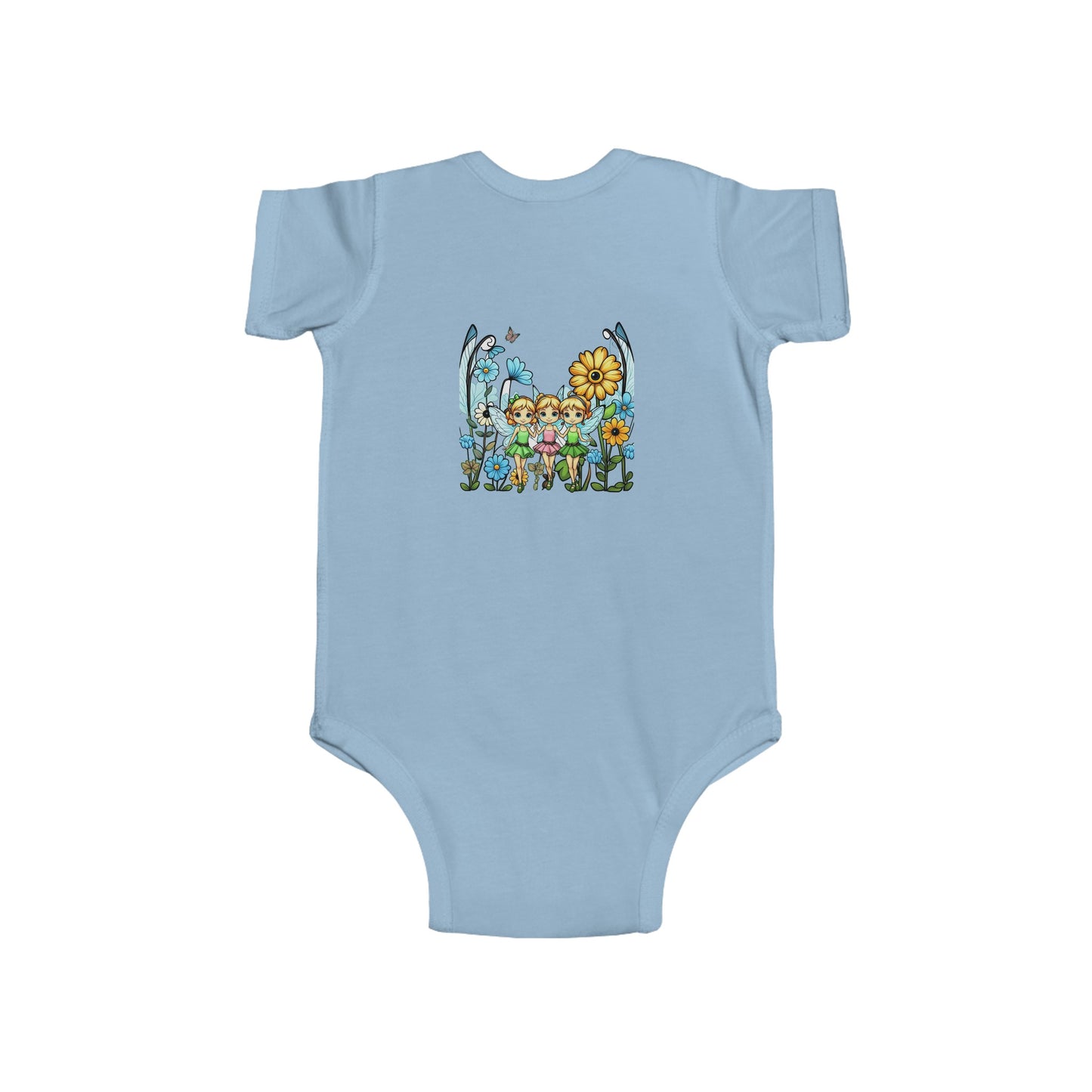Copy of Baby Bodysuit Fairies in a Fairy Garden Bright Colorful Happy