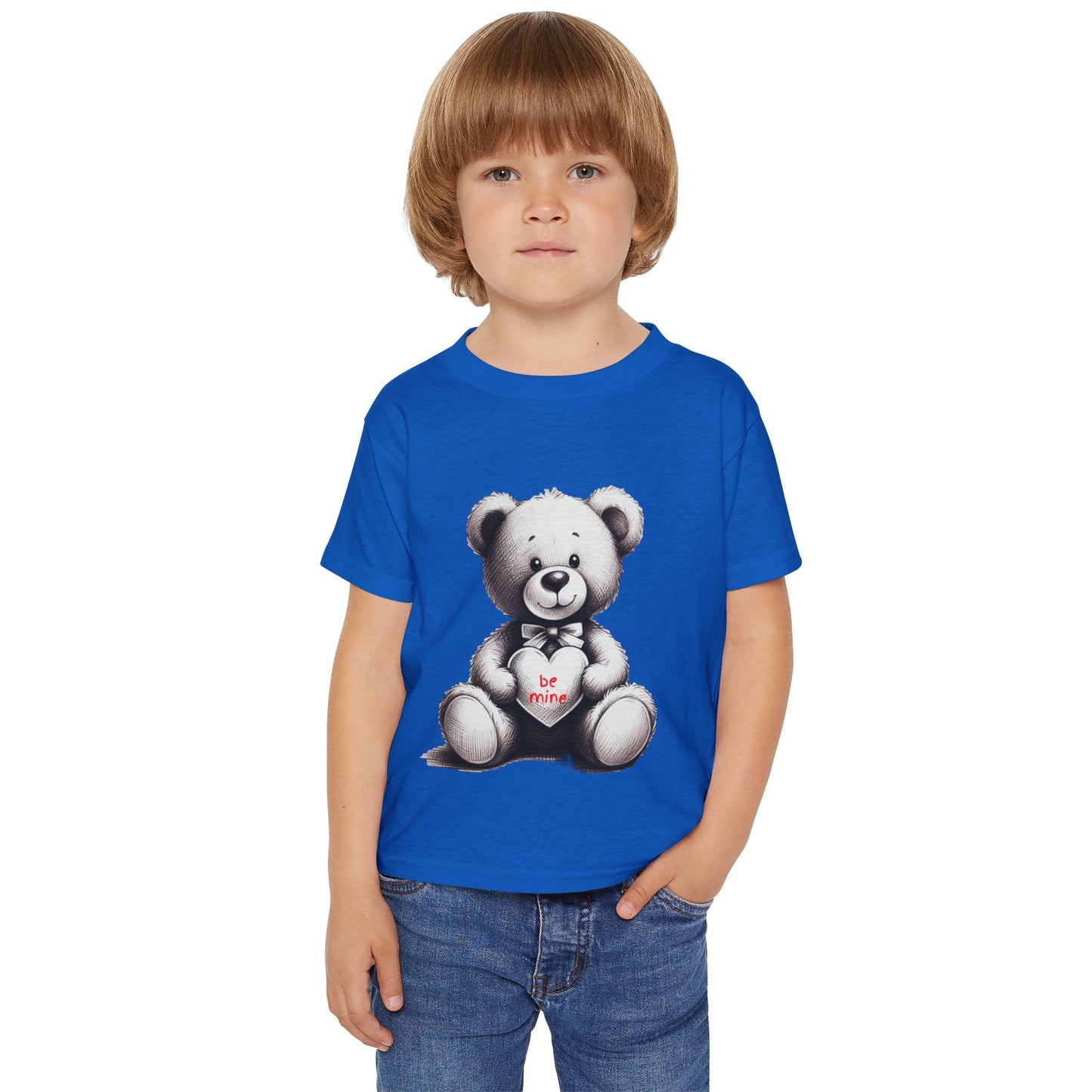 "Be Mine" – Adorable Teddy Bear Valentine’s Toddler T-shirt Valentine's Day Hearts Design