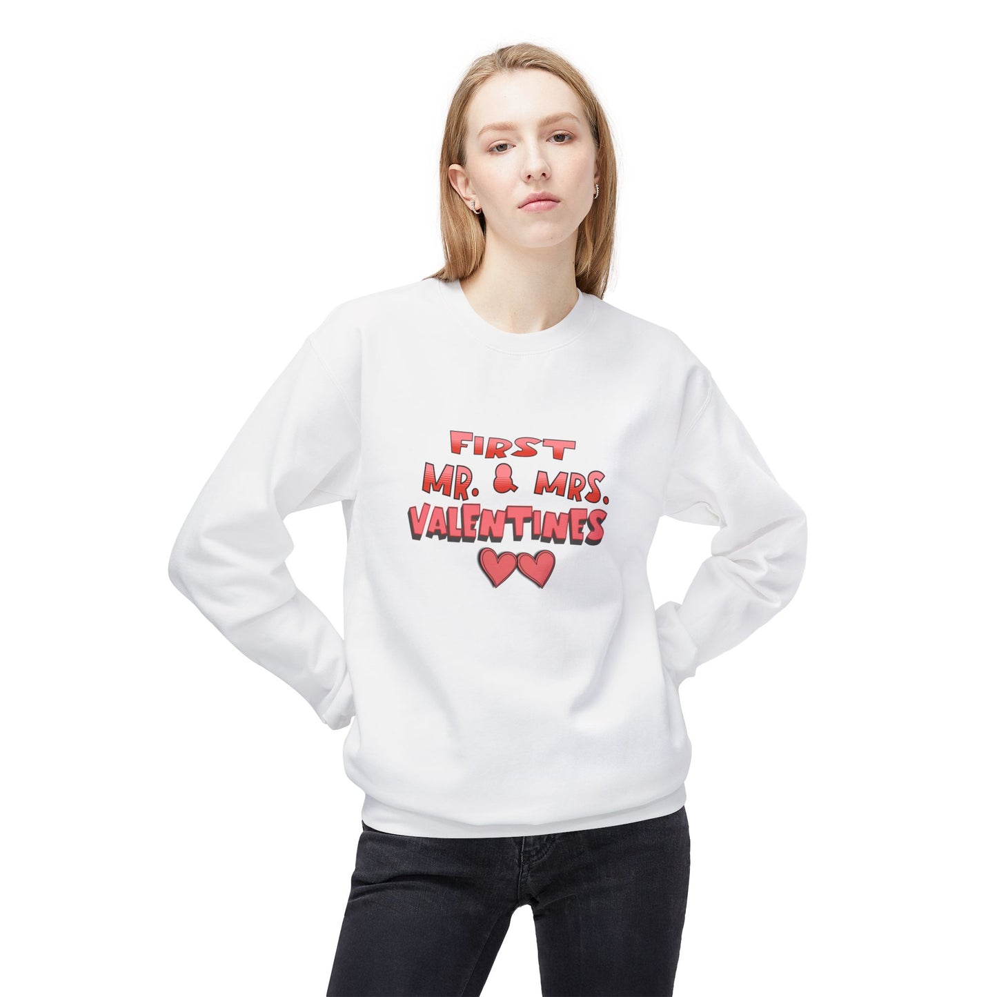 Valentine's Day Sweatshirt for Newlyweds, 'First Mr & Mrs Valentines'