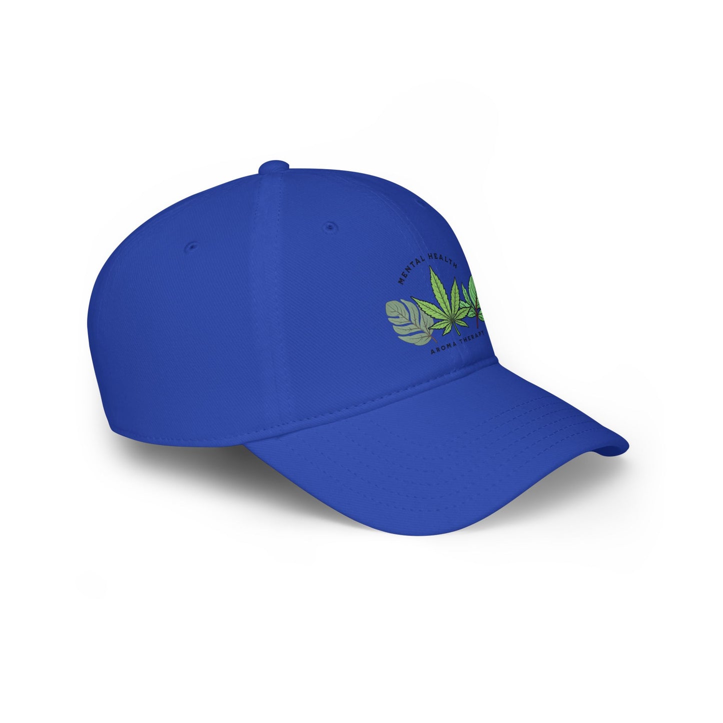 "Mental Health Aromatherapy Hat – Lavender, Cannabis, Eucalyptus Leaves Design | Creations by Paulak" Low Profile Baseball Cap