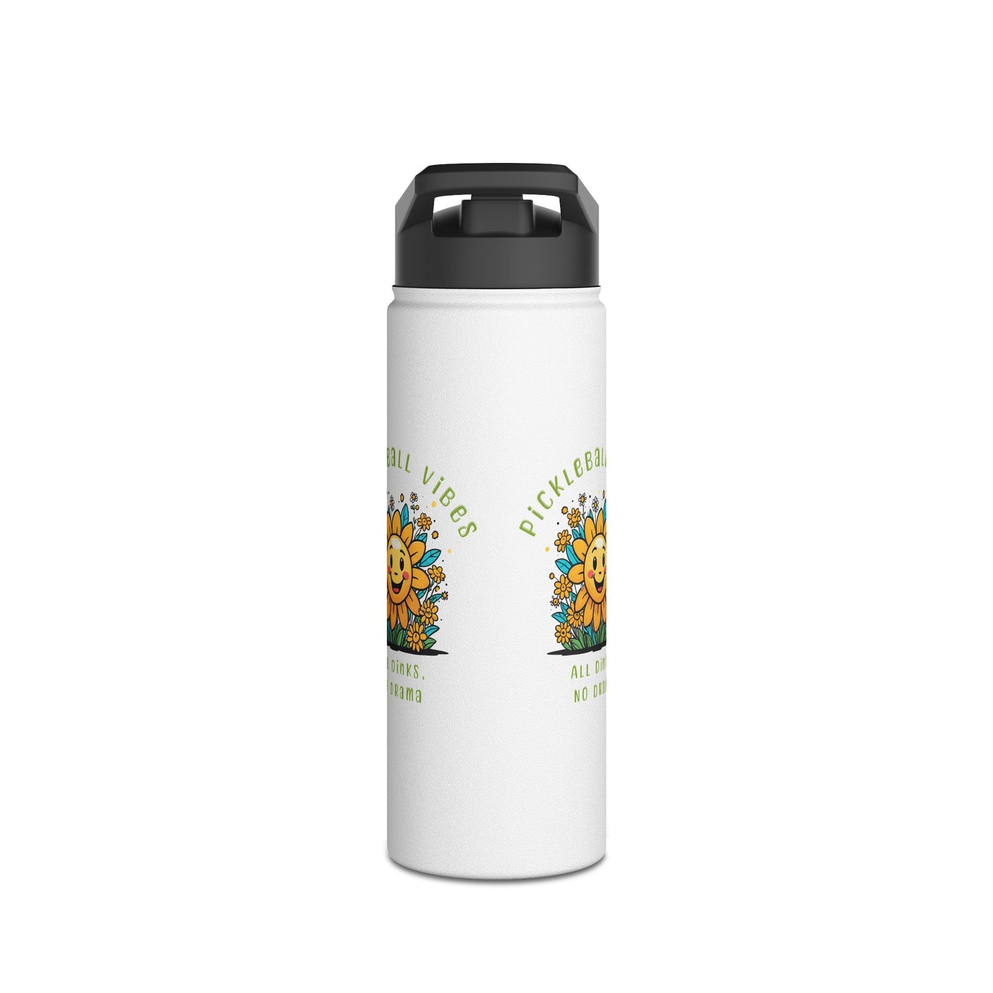 Sun and Flowers Beautiful Day for Pickleball CapStainless Steel Water Bottle, Standard Lid