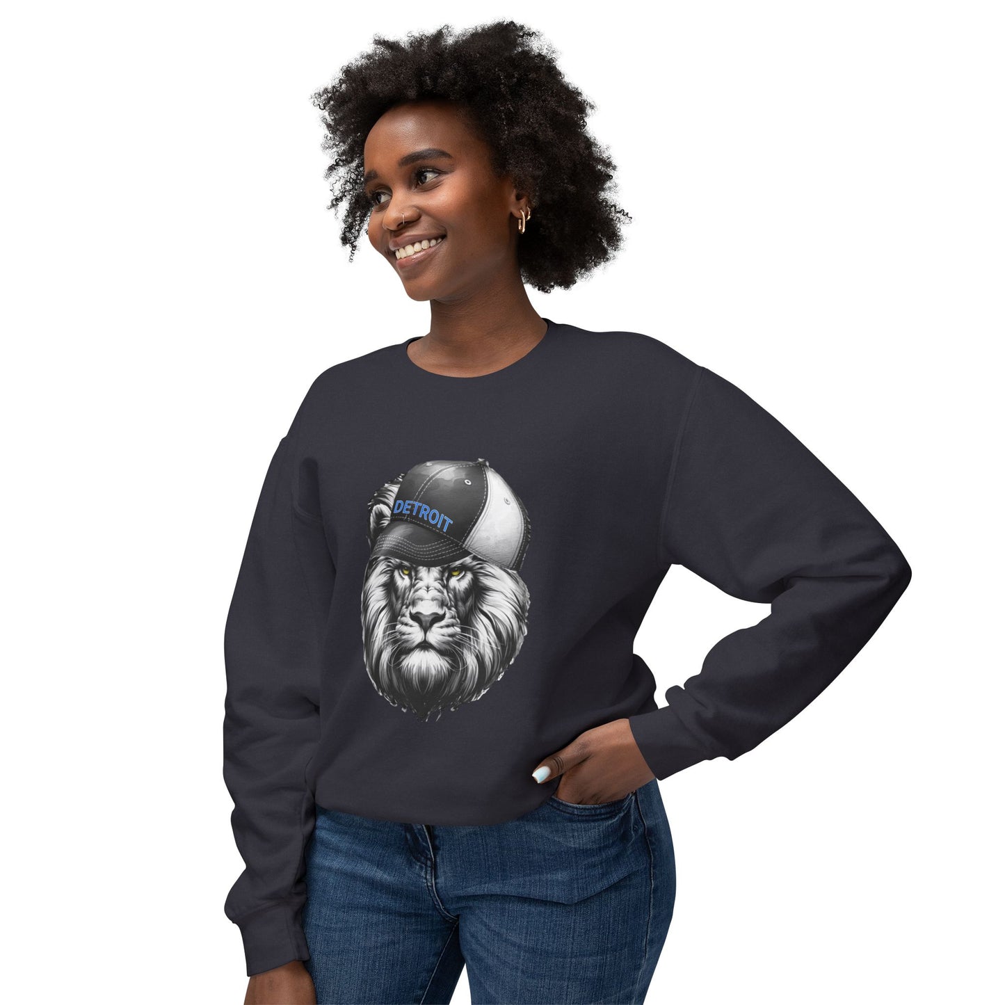 Detroit Lions Lightweight Sweatshirt with Black and White Lion Design