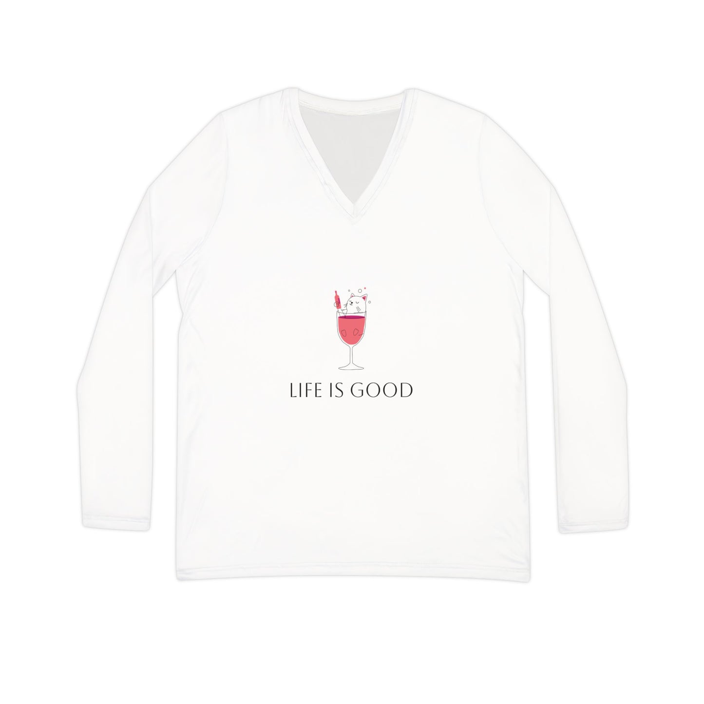 Long Sleeve Shirt - Cute Cat in Wine Glass - Life is Good