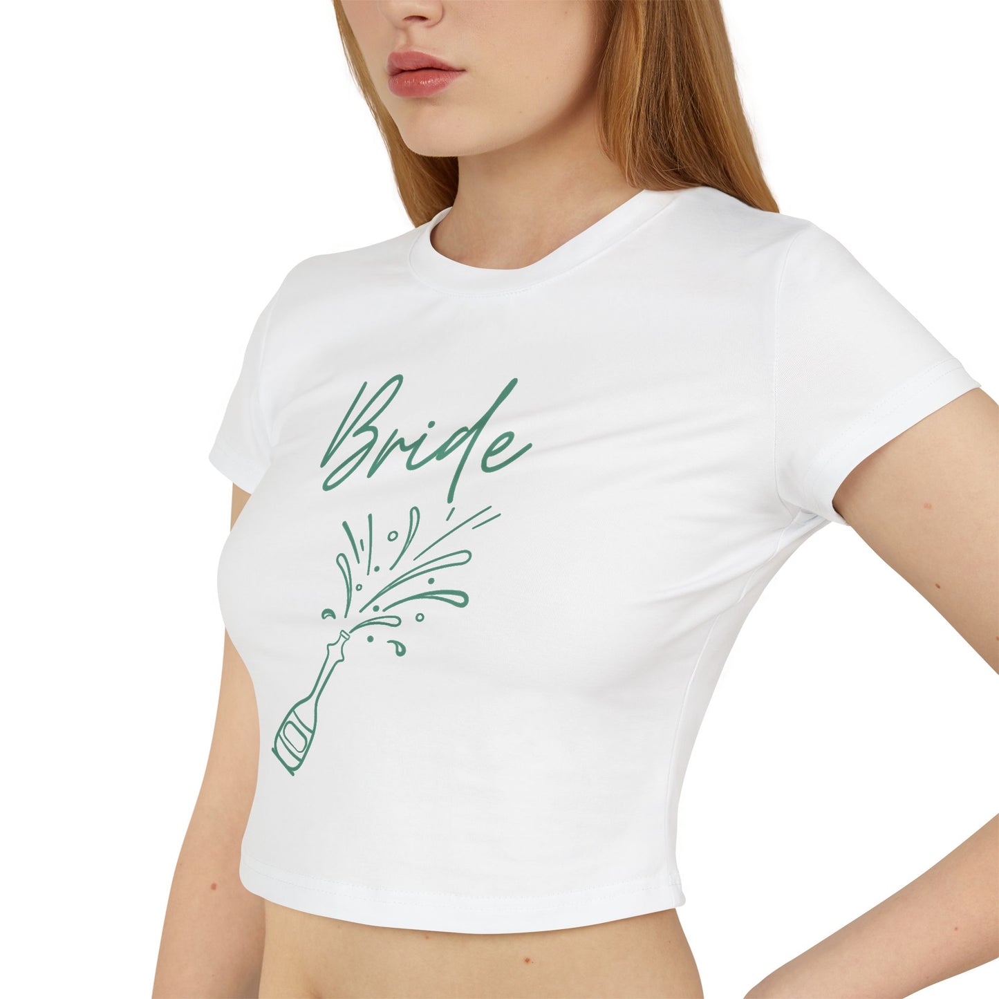 Bride's Cute Women's Baby Tee with champaign bottle
