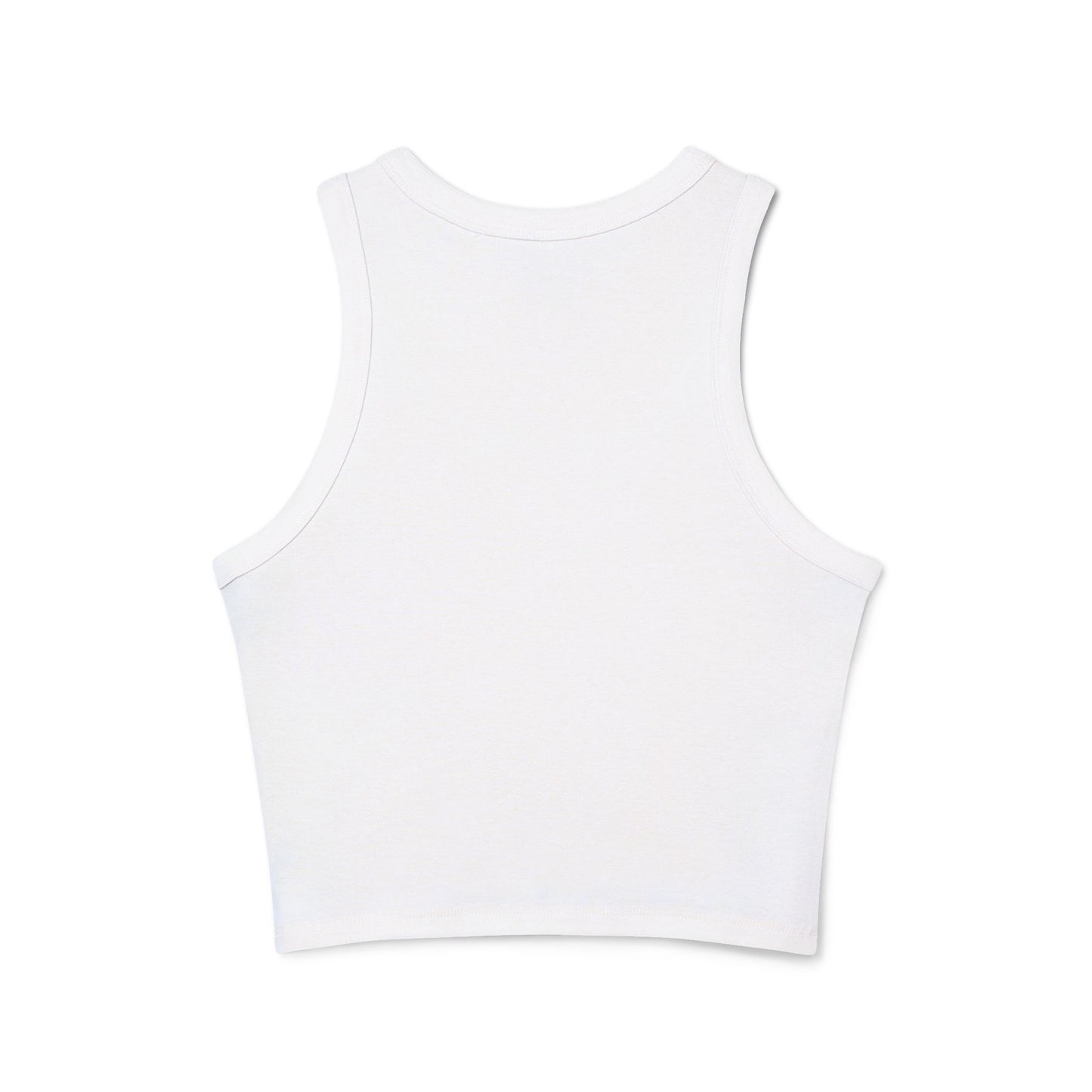 Women's Micro Rib Racer Tank Top – Happy Sun Design with 'What's Your Aura?'"
