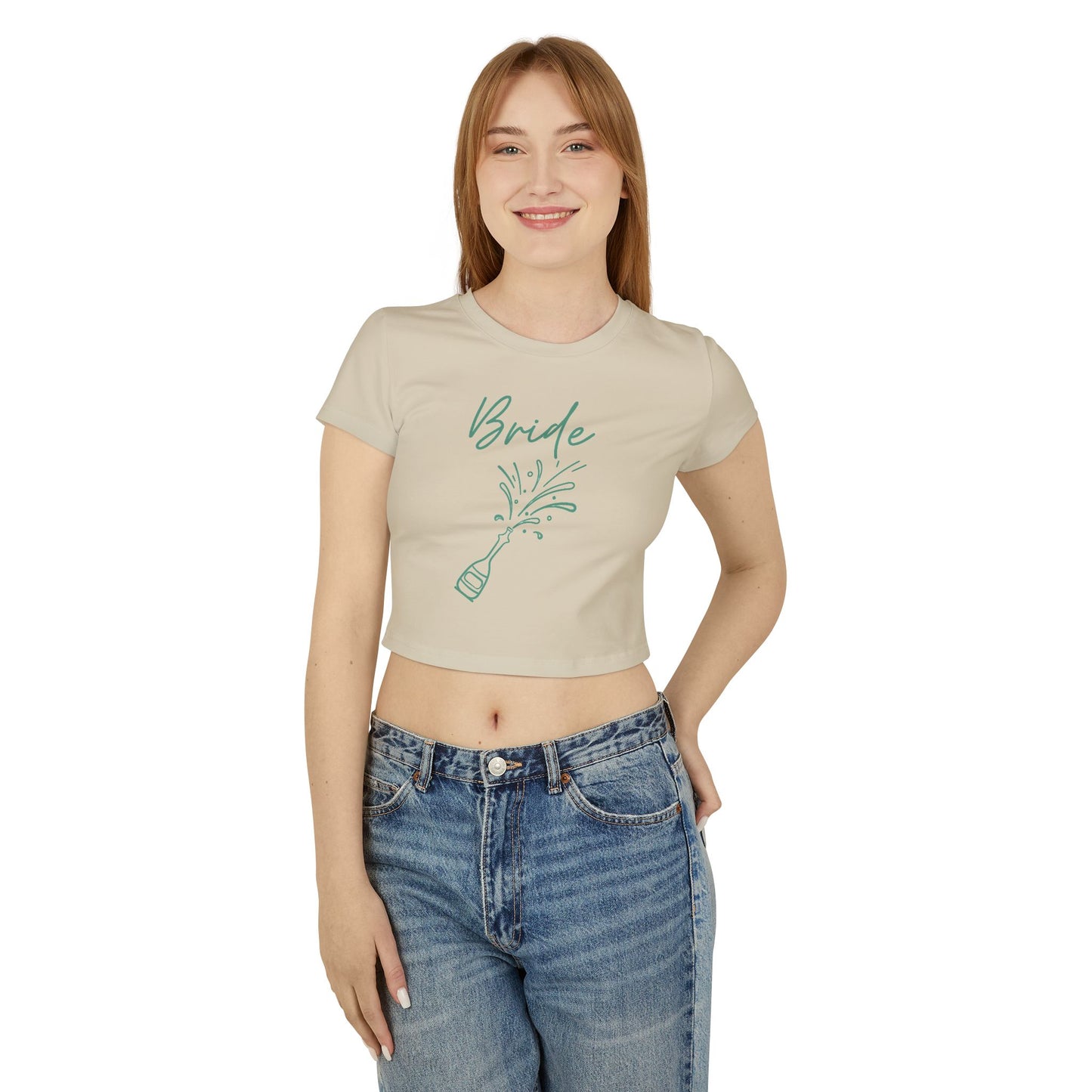 Bride's Cute Women's Baby Tee with champaign bottle