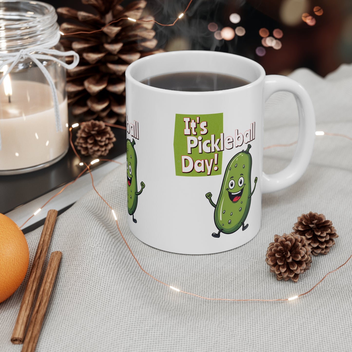 Mug 11oz "It's Pickleball Day Mug – Happy Pickle Design"