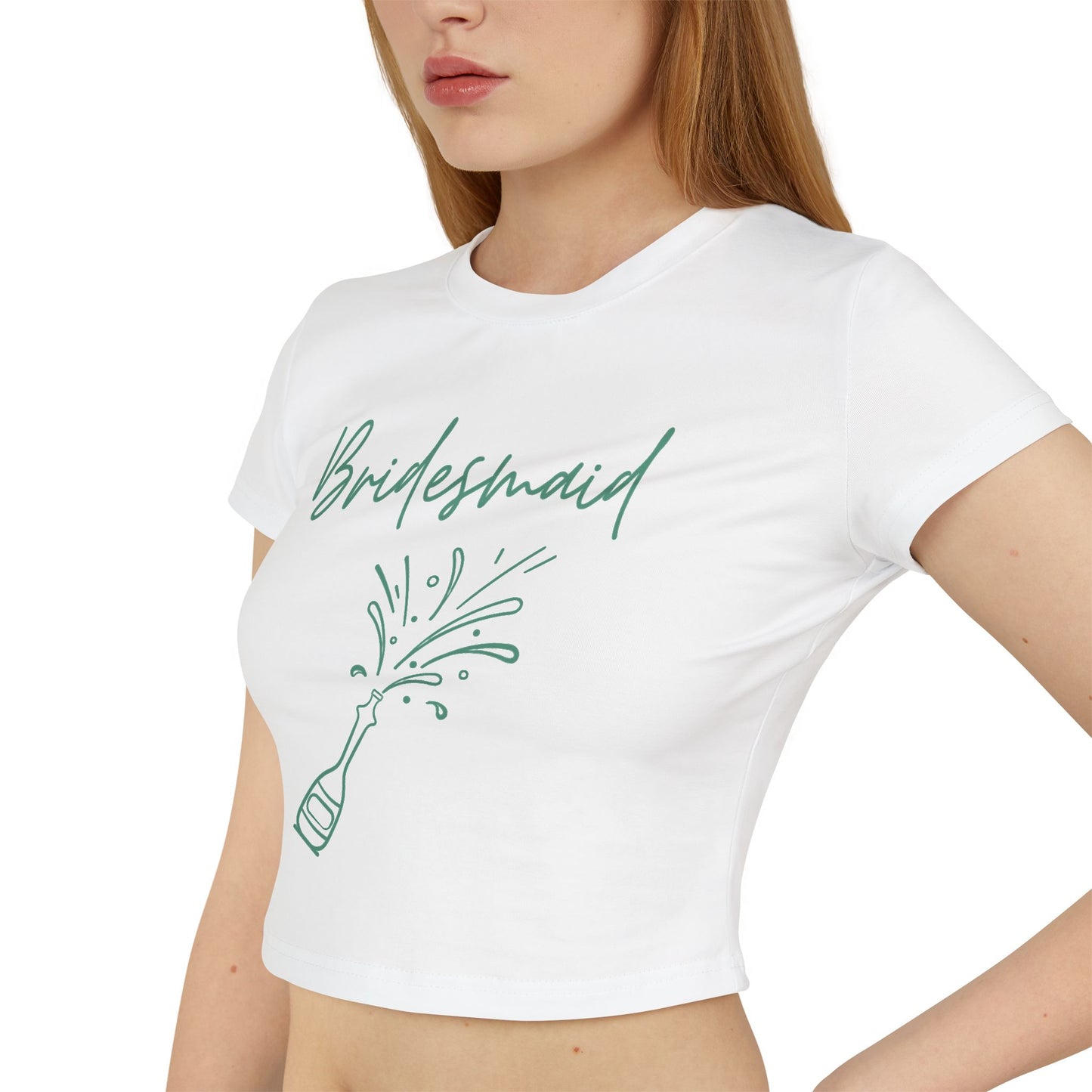 Bridesmaid Bachelorette Cute Women's Baby Tee with champaign bottle