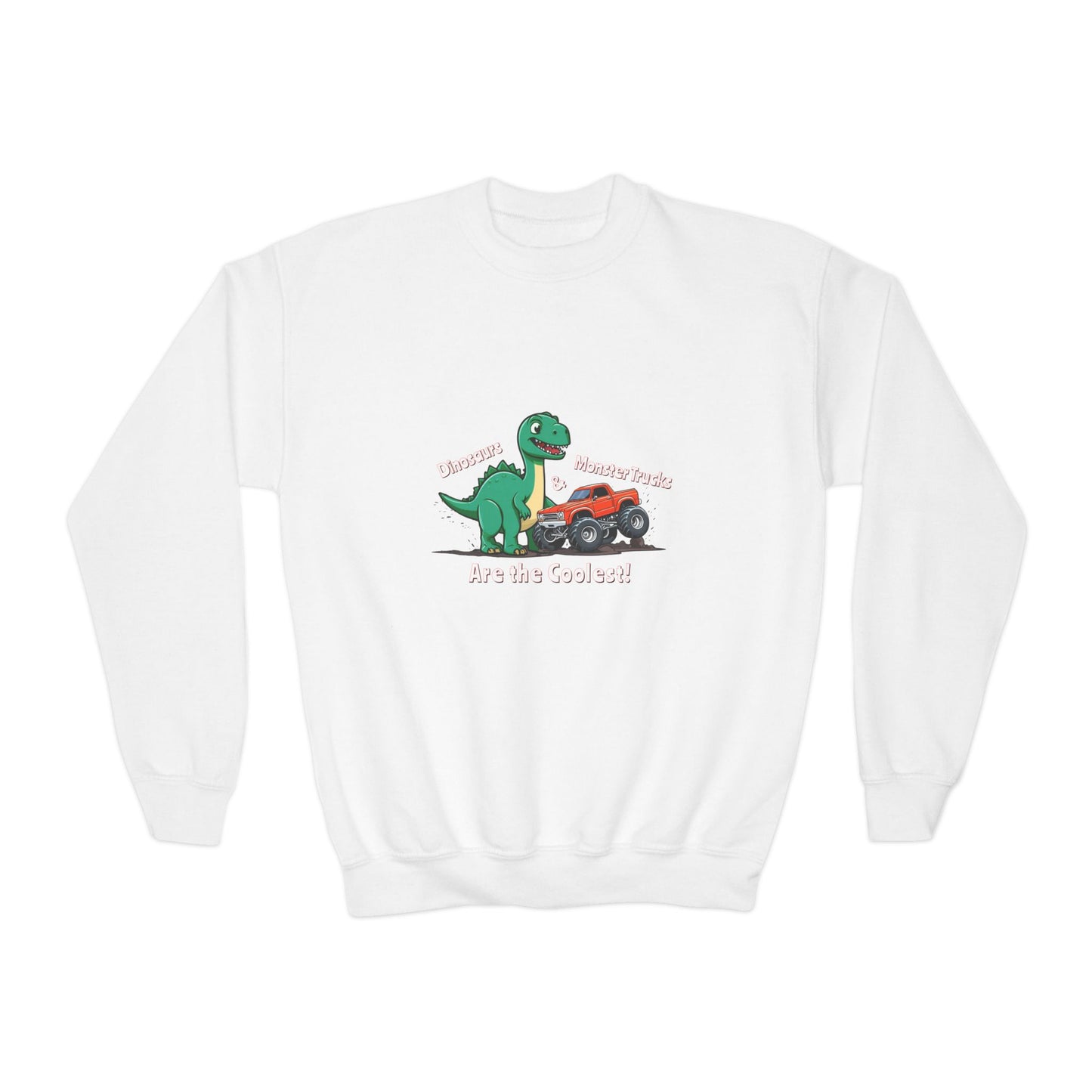 Dinosaurs & Monster Trucks Are the Coolest Youth Crewneck Sweatshirt