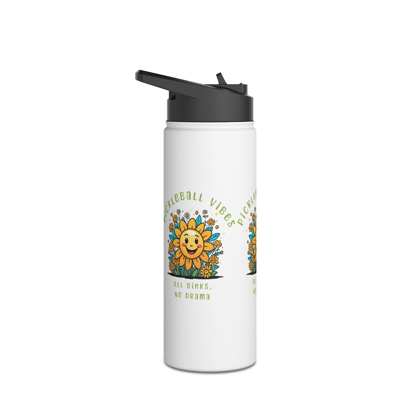 Sun and Flowers Beautiful Day for Pickleball CapStainless Steel Water Bottle, Standard Lid