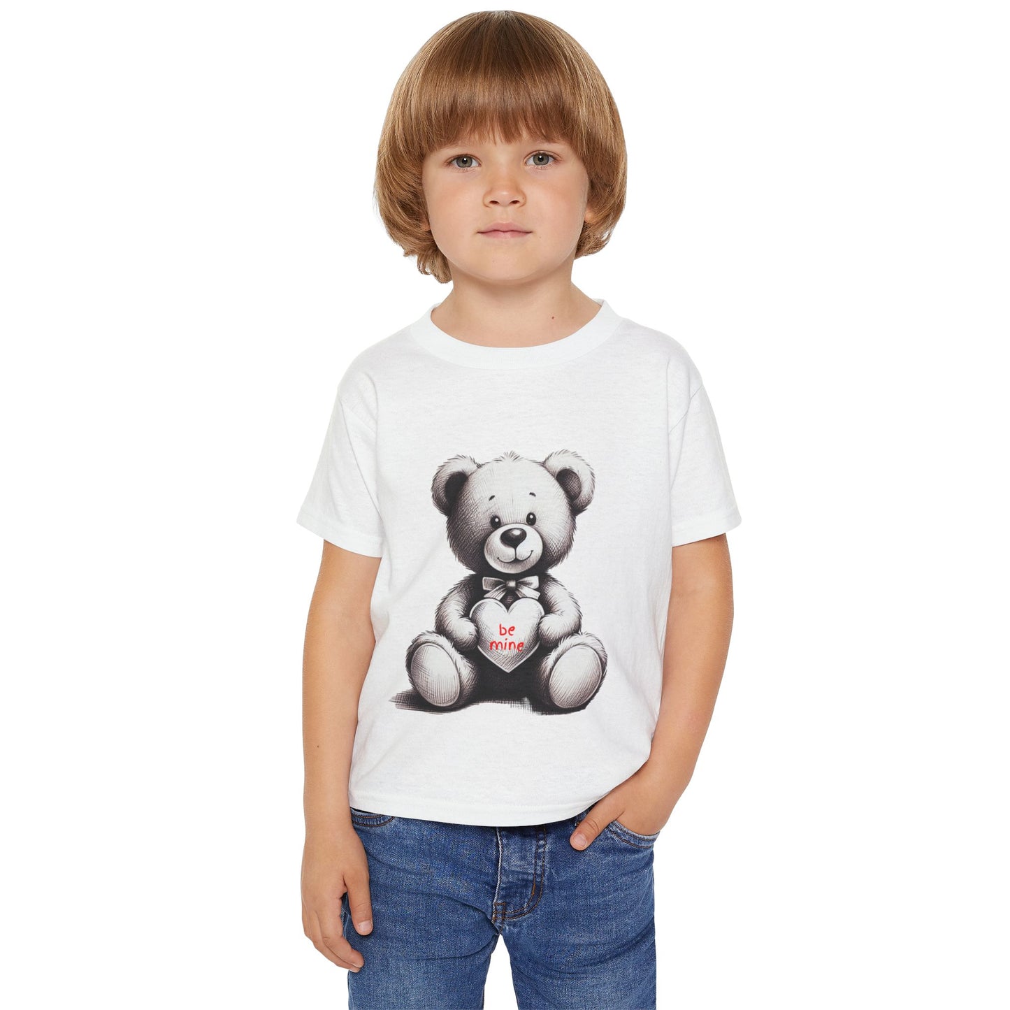 "Be Mine" – Adorable Teddy Bear Valentine’s Toddler T-shirt Valentine's Day Hearts Design