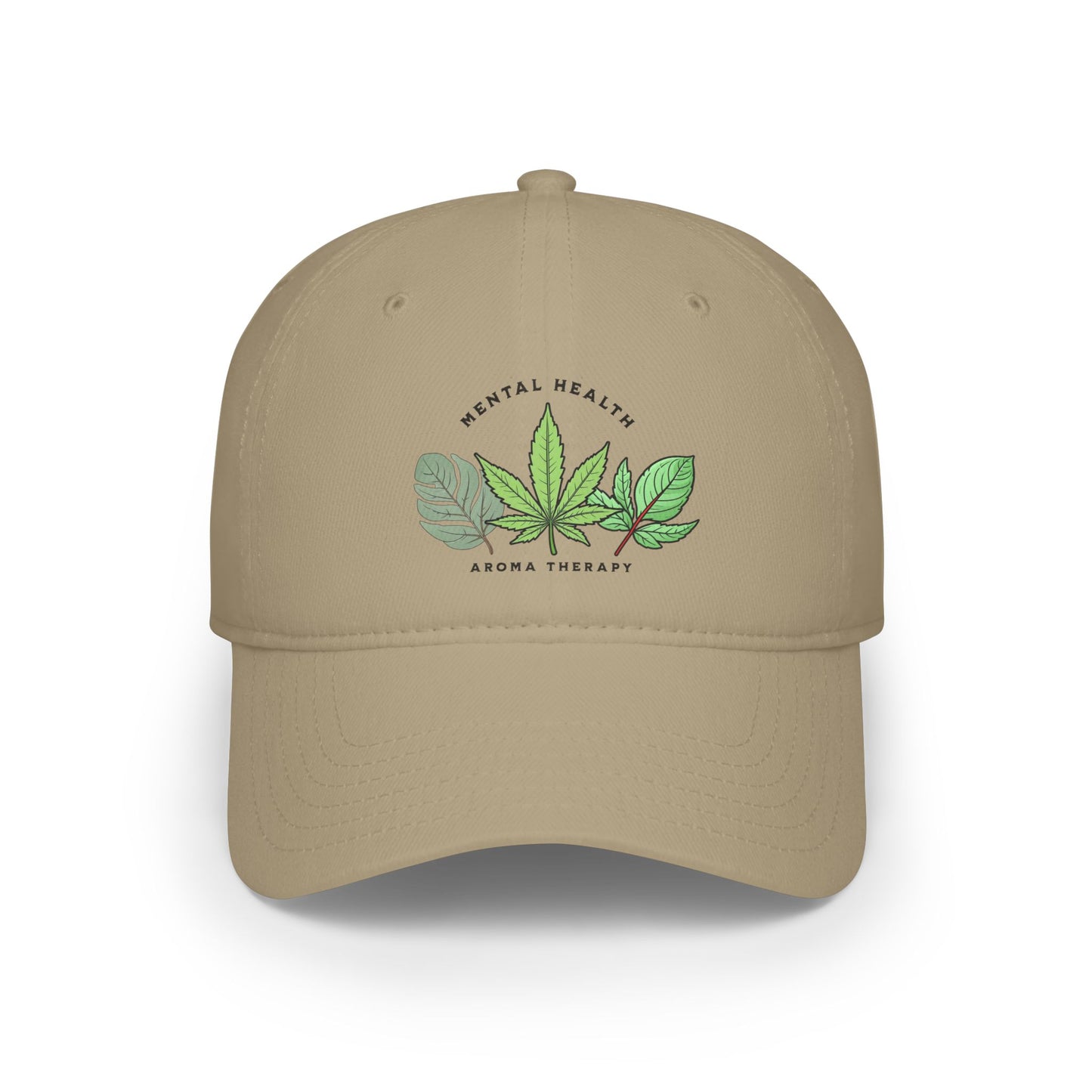 "Mental Health Aromatherapy Hat – Lavender, Cannabis, Eucalyptus Leaves Design | Creations by Paulak" Low Profile Baseball Cap