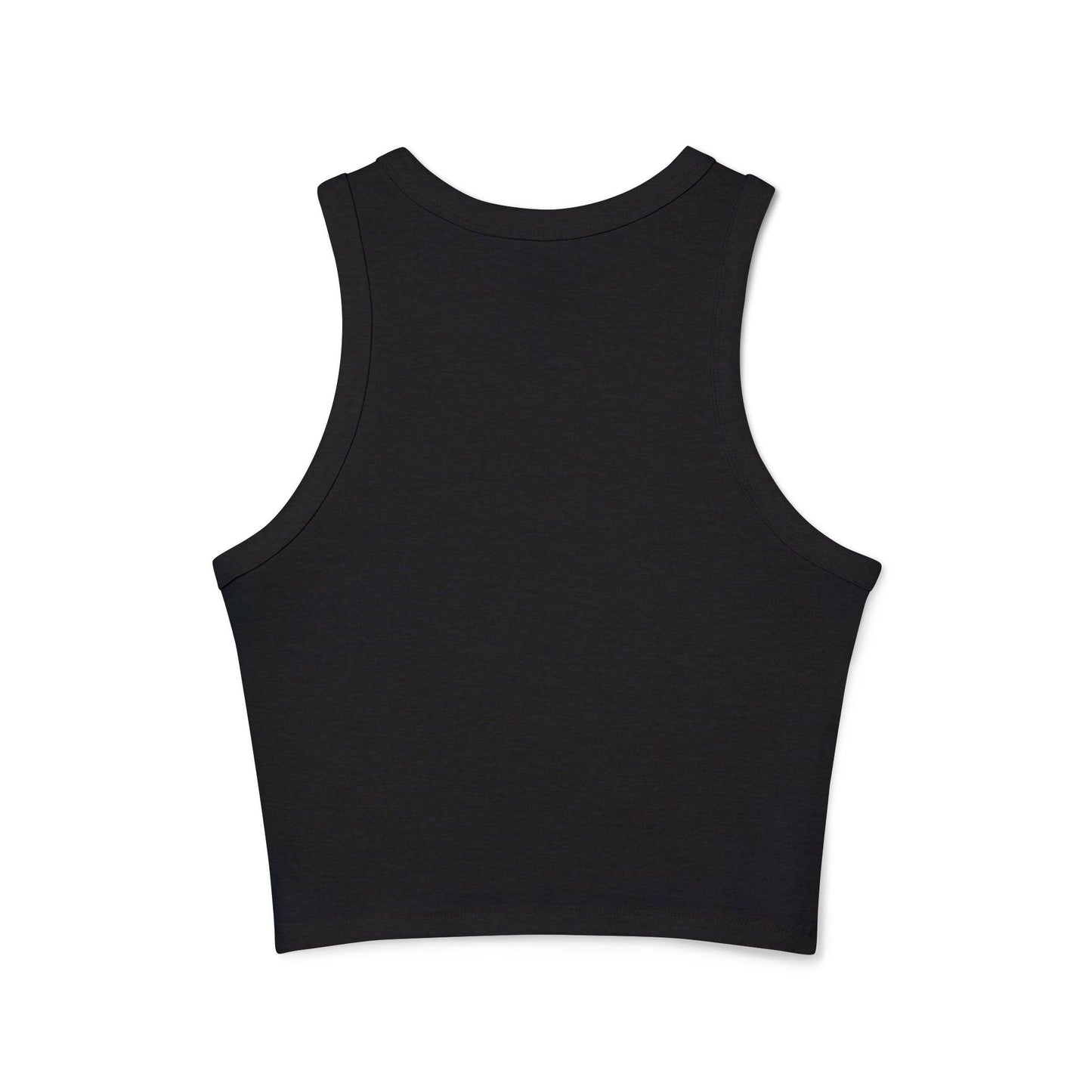 Women's Micro Rib Racer Tank Top – Happy Sun Design with 'What's Your Aura?'"