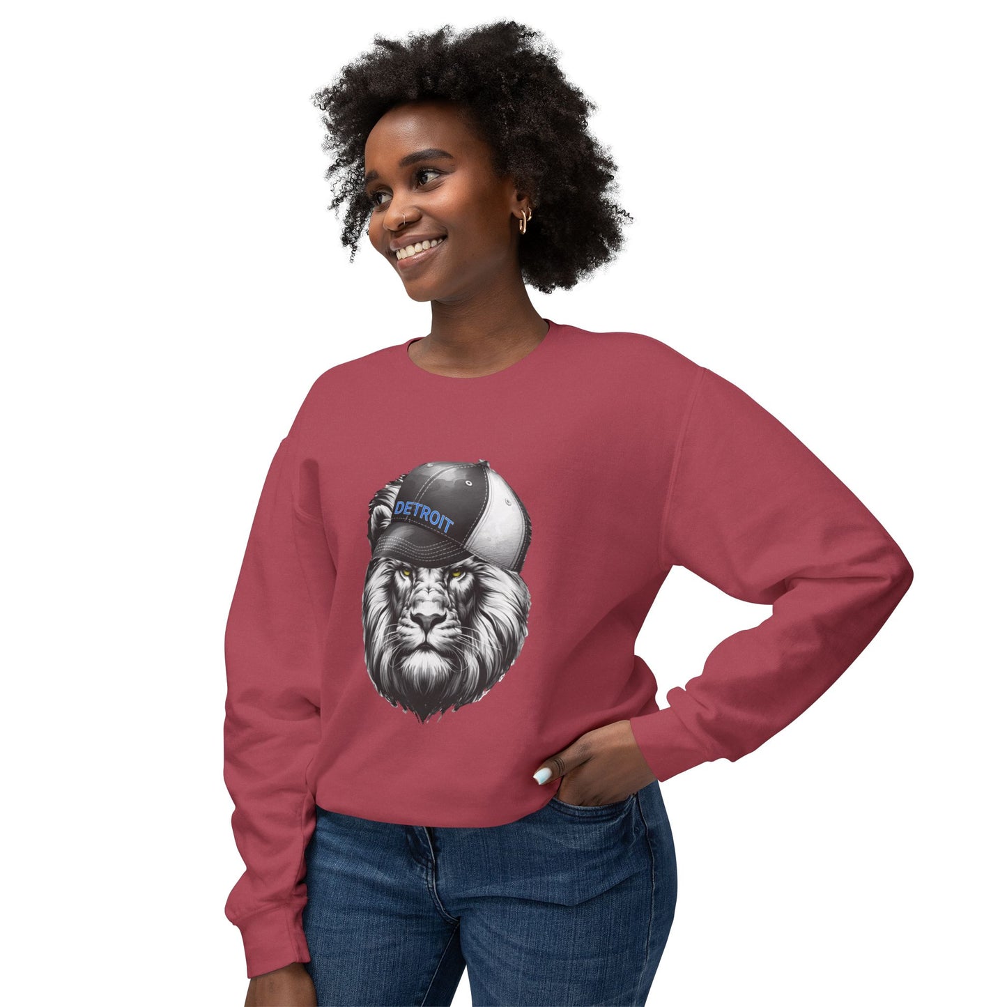 Detroit Lions Lightweight Sweatshirt with Black and White Lion Design