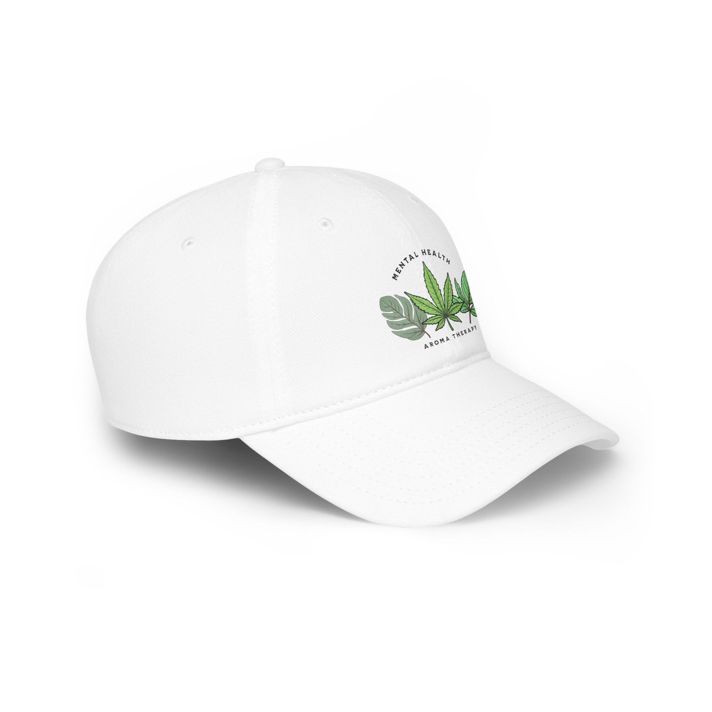 "Mental Health Aromatherapy Hat – Lavender, Cannabis, Eucalyptus Leaves Design | Creations by Paulak" Low Profile Baseball Cap