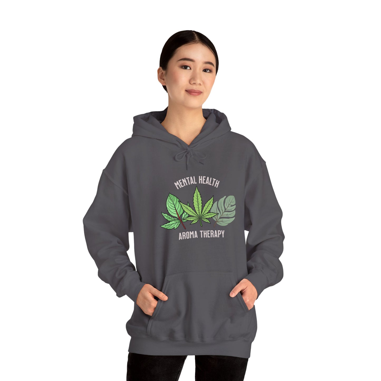 "Aroma Therapy Hoodie – Lavender, Marijuana, and Eucalyptus Leaf Design" Unisex Heavy Blend™ Hooded Sweatshirt