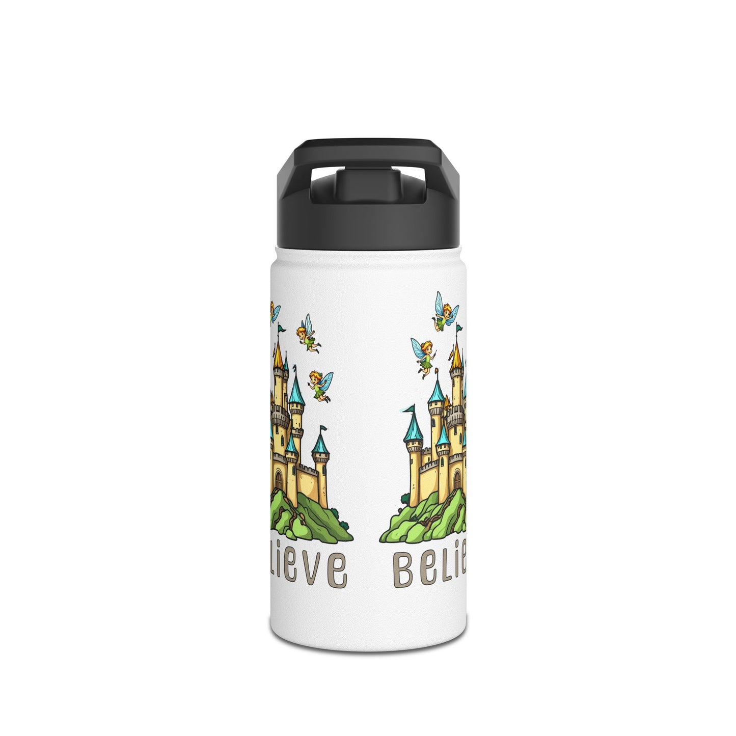 Copy of Water Bottle - Whimsical Fairies Flying Above Castle - BELIEVE