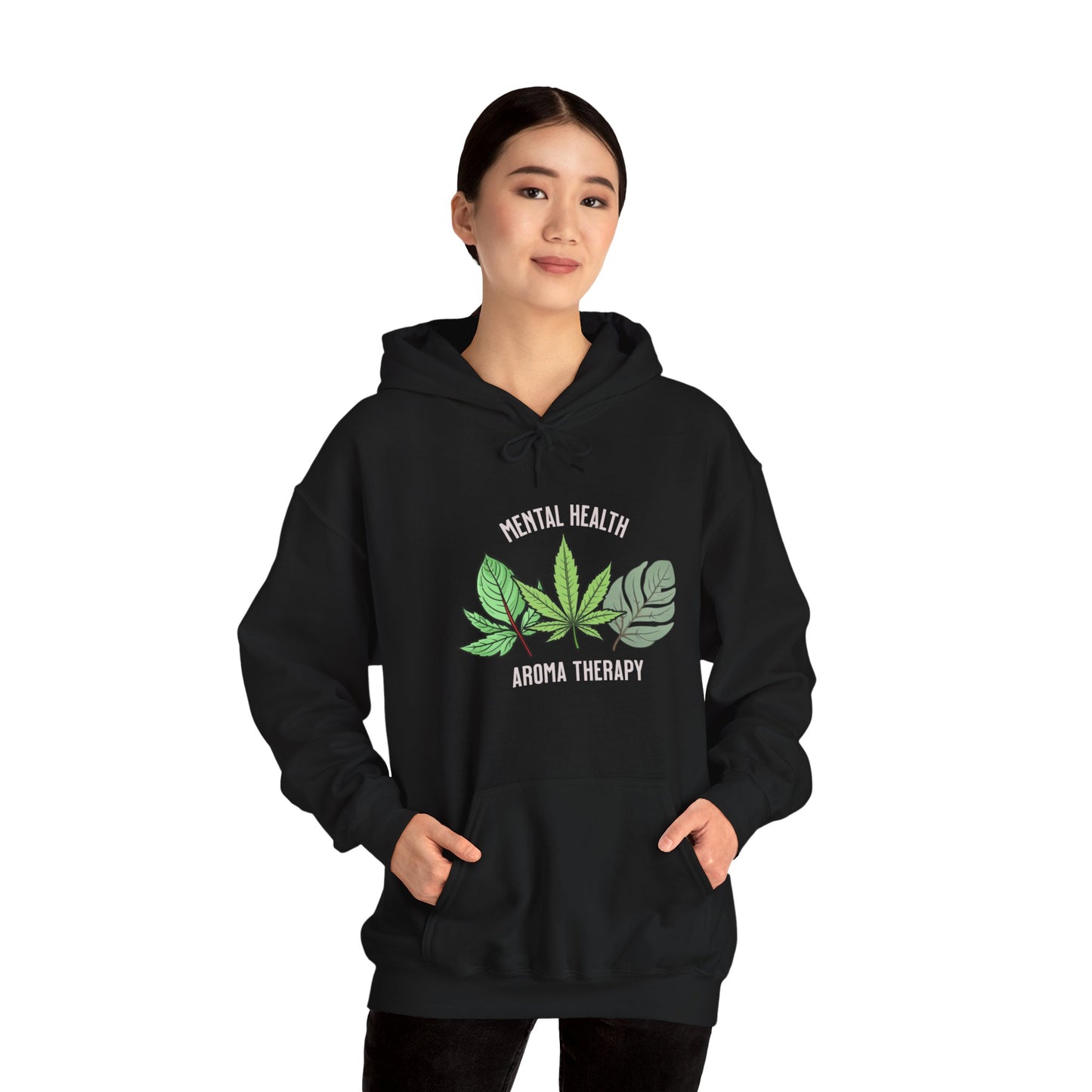 "Aroma Therapy Hoodie – Lavender, Marijuana, and Eucalyptus Leaf Design" Unisex Heavy Blend™ Hooded Sweatshirt