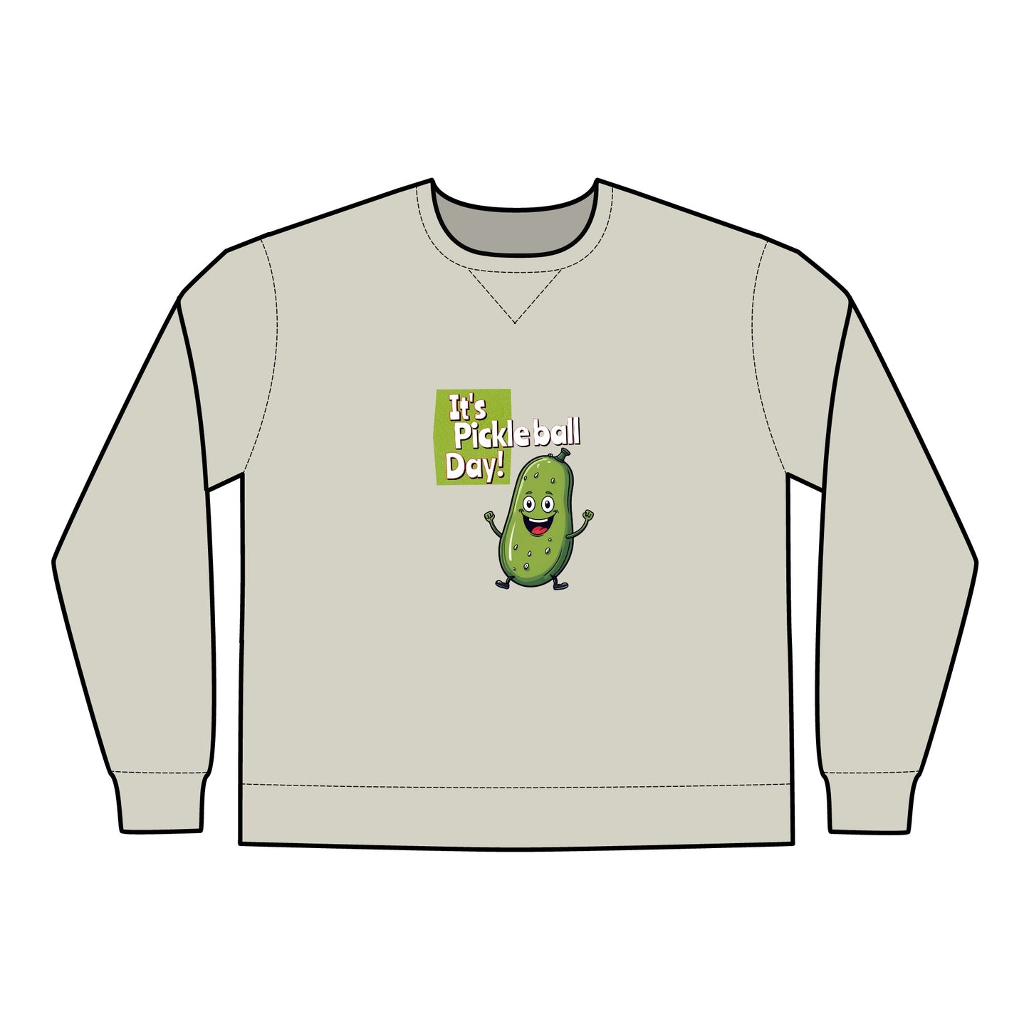 Crewneck Sweatshirt - Happy Pickle Dude - It's Pickleball Day Design