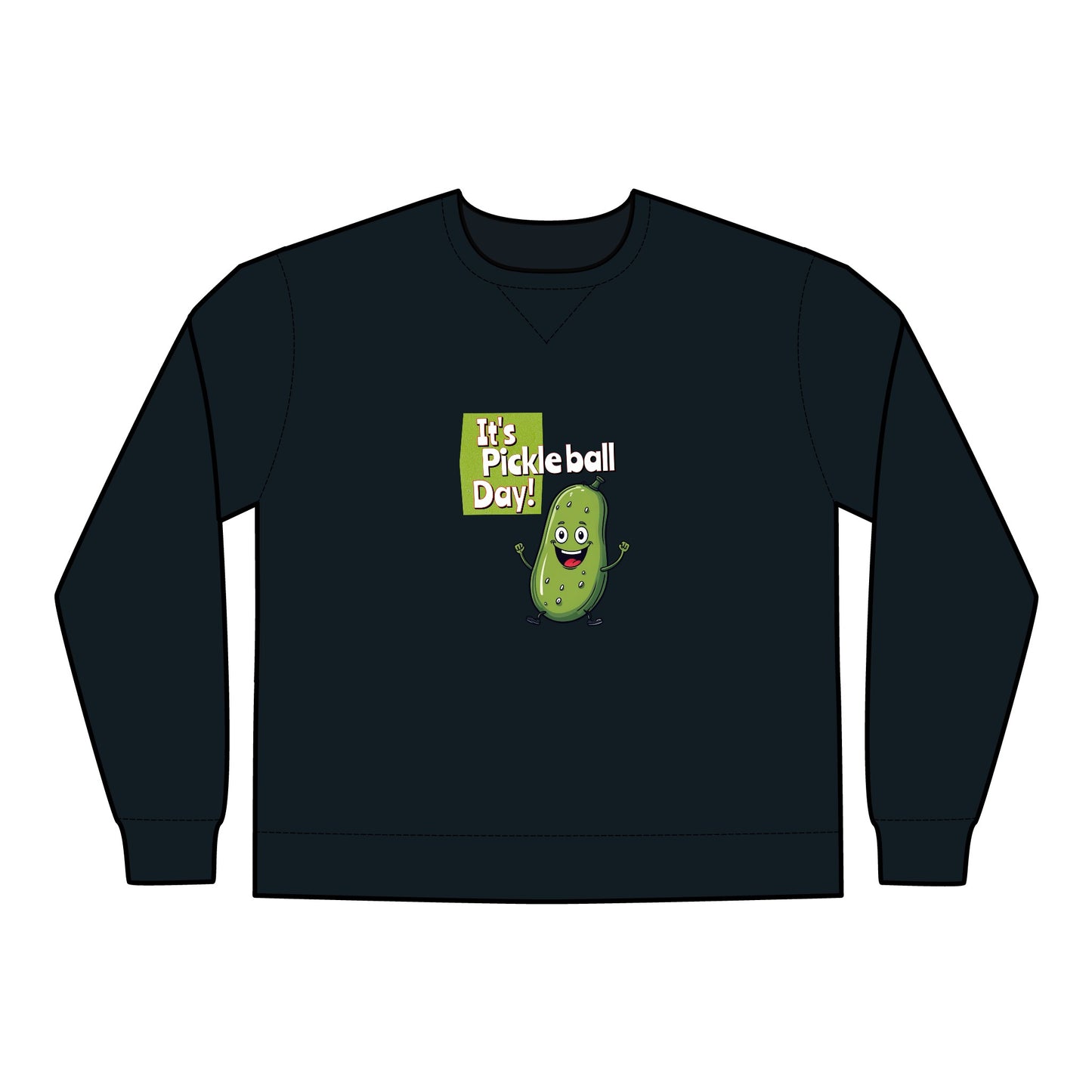 Crewneck Sweatshirt - Happy Pickle Dude - It's Pickleball Day Design