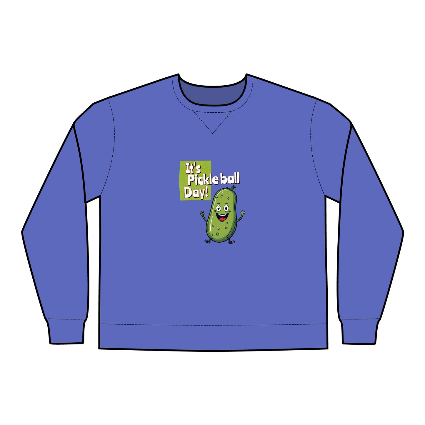 Crewneck Sweatshirt - Happy Pickle Dude - It's Pickleball Day Design