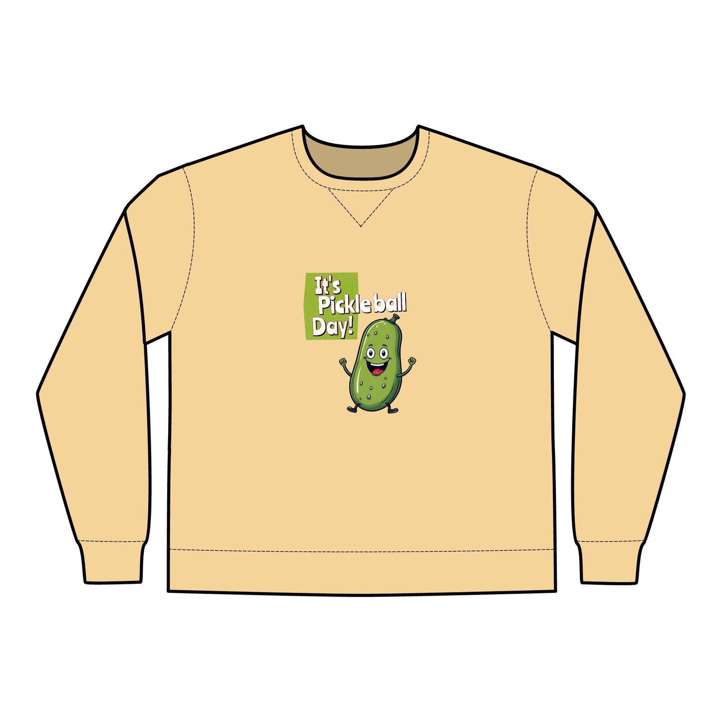 Crewneck Sweatshirt - Happy Pickle Dude - It's Pickleball Day Design